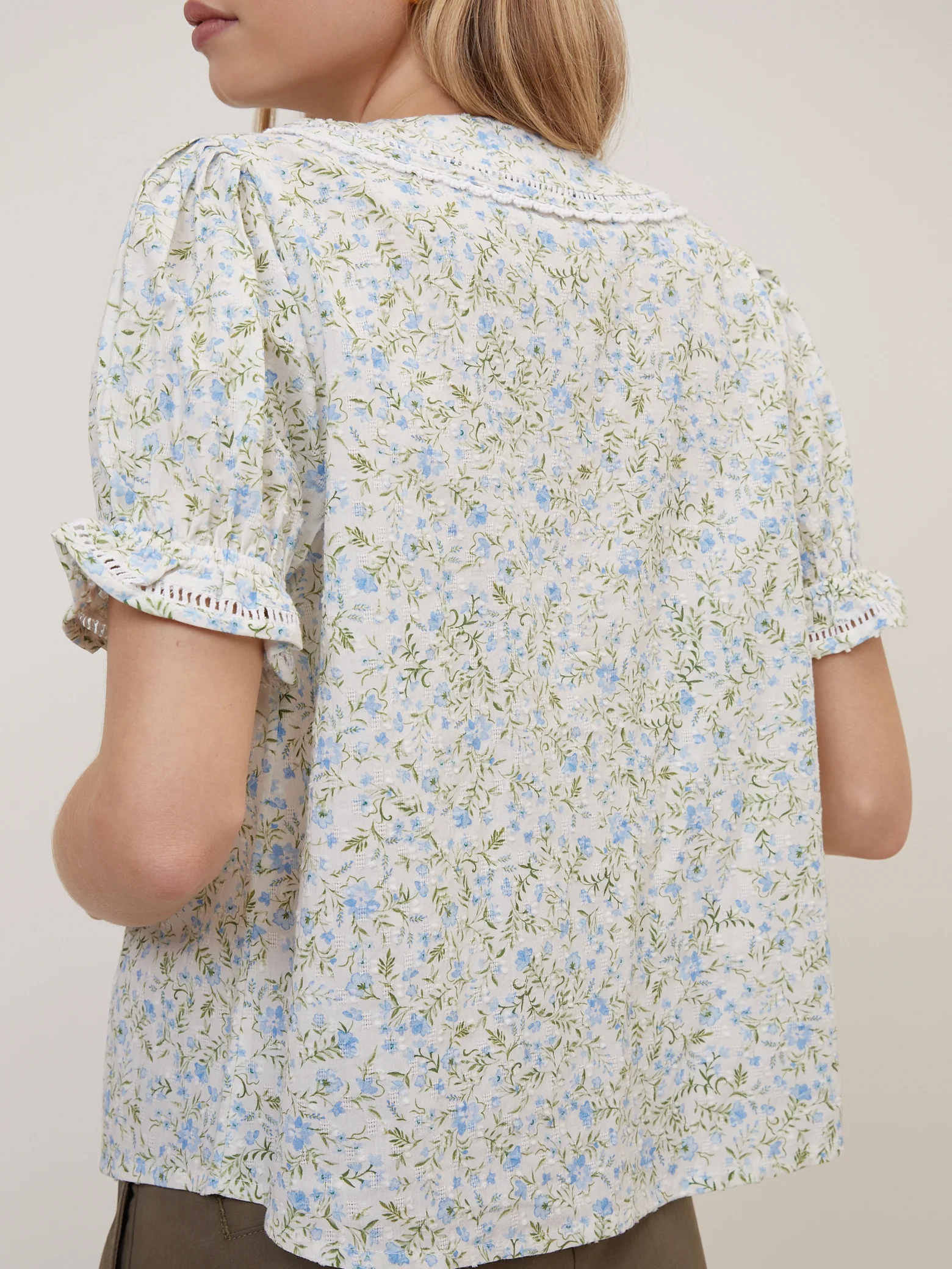 White Floral Peter Pan Blouse - Image 6