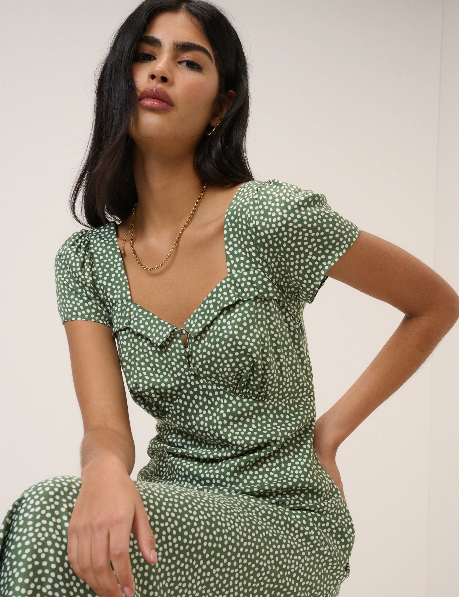 Green Spotty Tia Midi Dress - Image 4