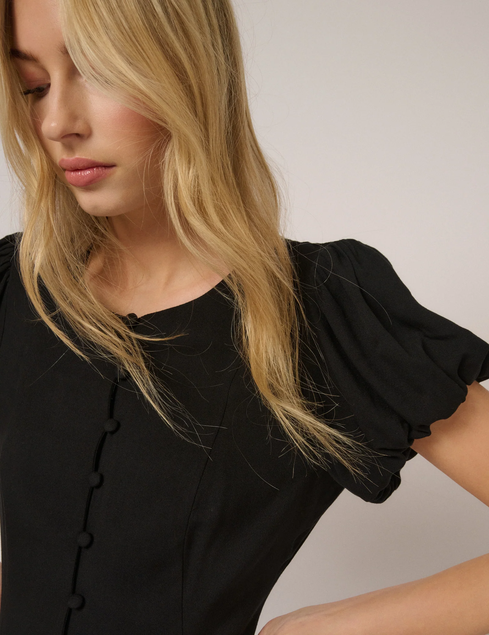 Black Puff Sleeve Tilla Mini Dress - Image 3