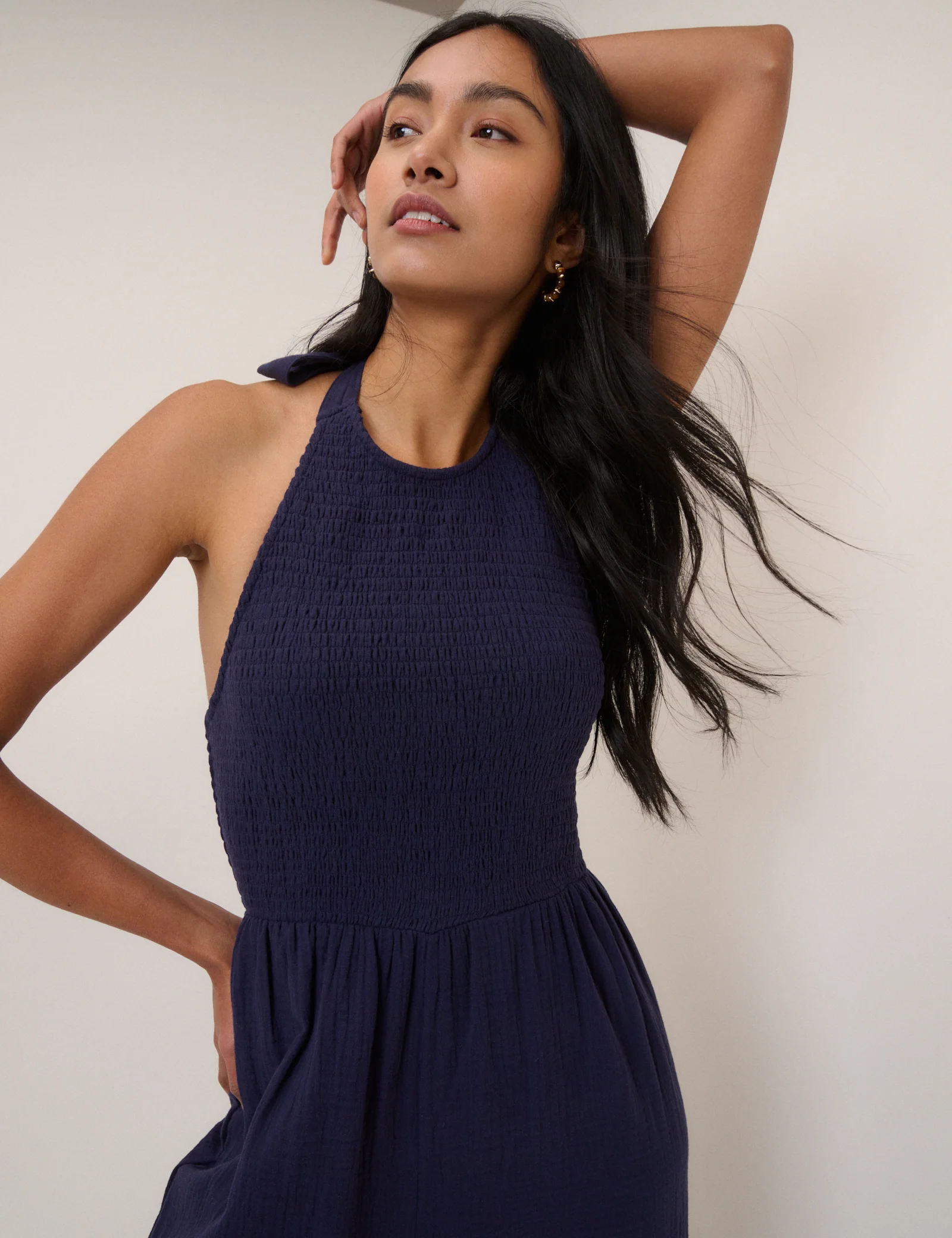 Navy Halter Neck Tizzy Jumpsuit - Image 2