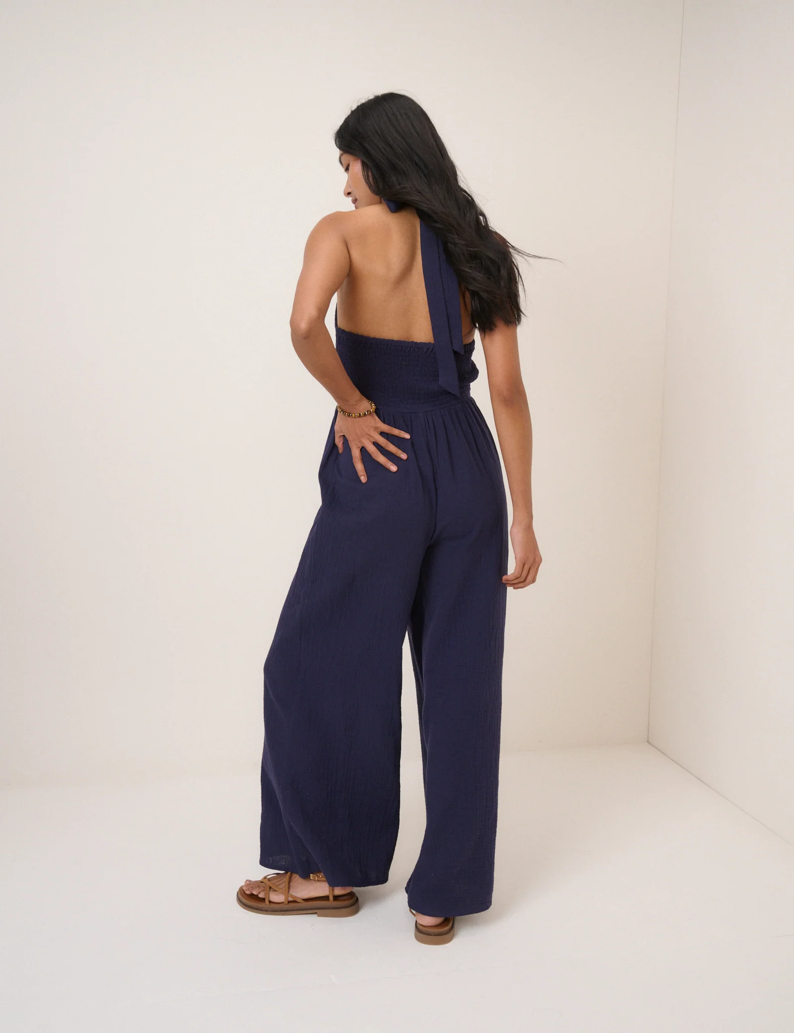 Navy Halter Neck Tizzy Jumpsuit - Image 5