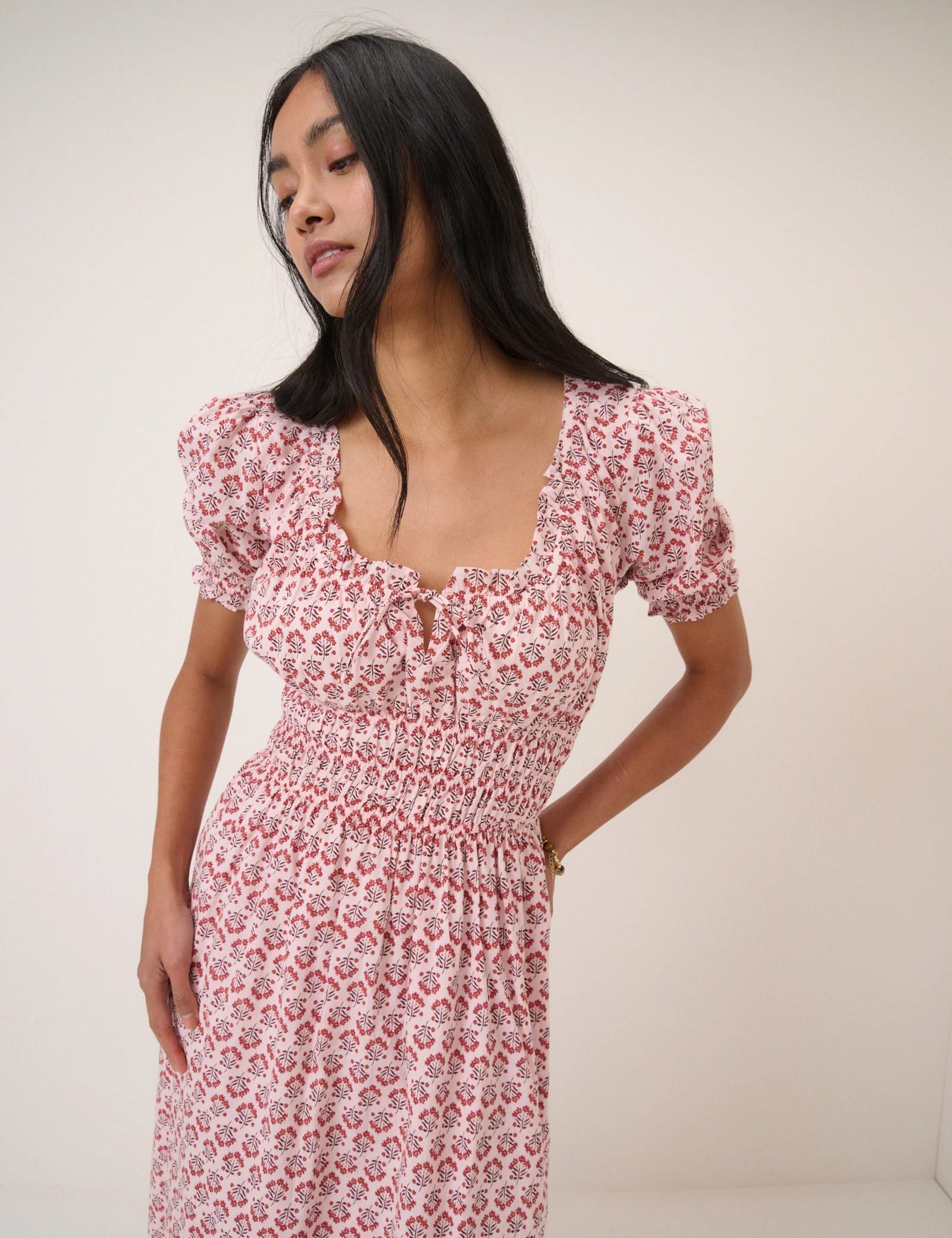 Pink Floral Tula Midi Dress - Image 4