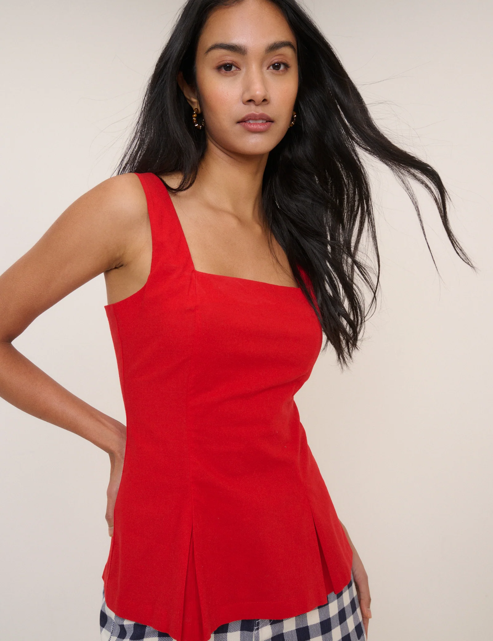 Red Square Neck Waistcoat Top - Image 3