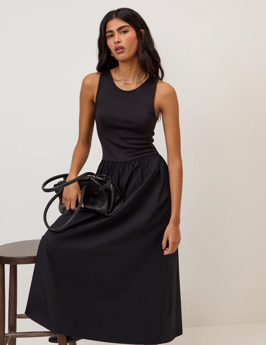 Black Sleeveless Vera Midi Dress