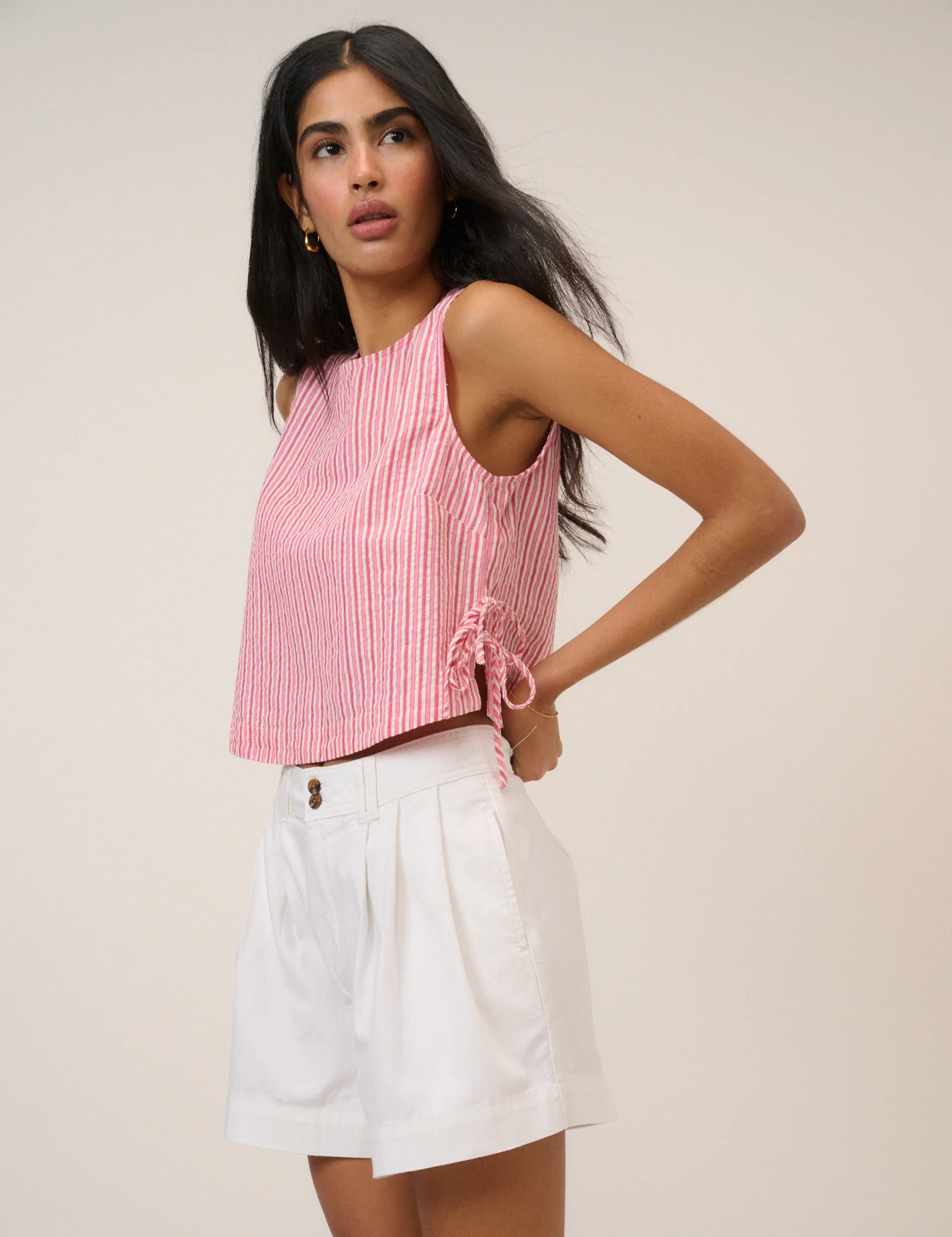 Pink Pinstripe Swing Top - Image 2