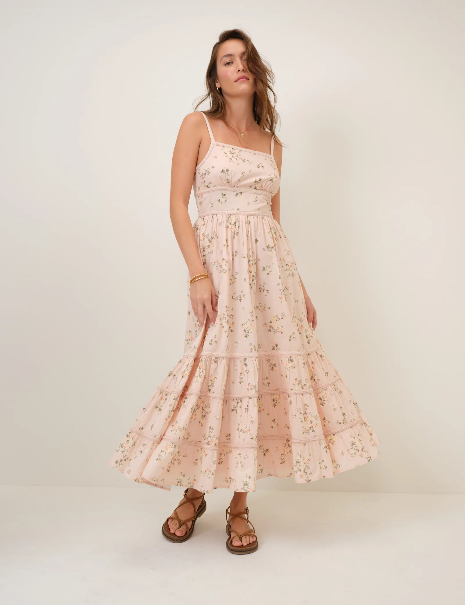 Pink Floral Veronica Midi Dress