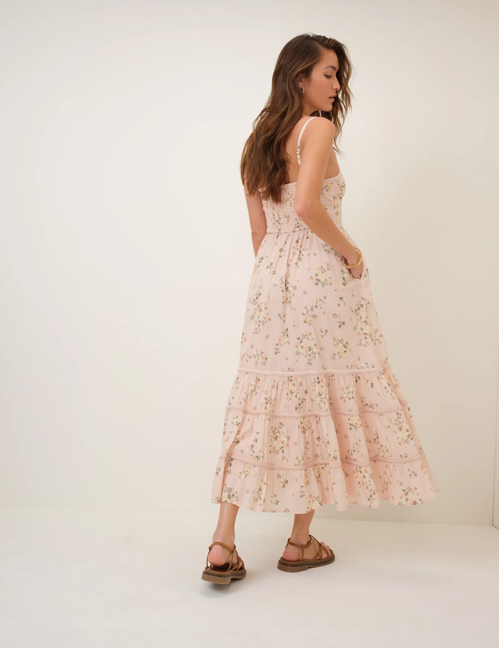 Pink Floral Veronica Midi Dress - Image 6