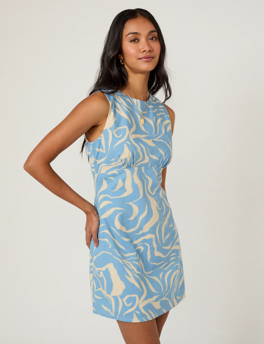 Blue Printed Vicky Mini Dress