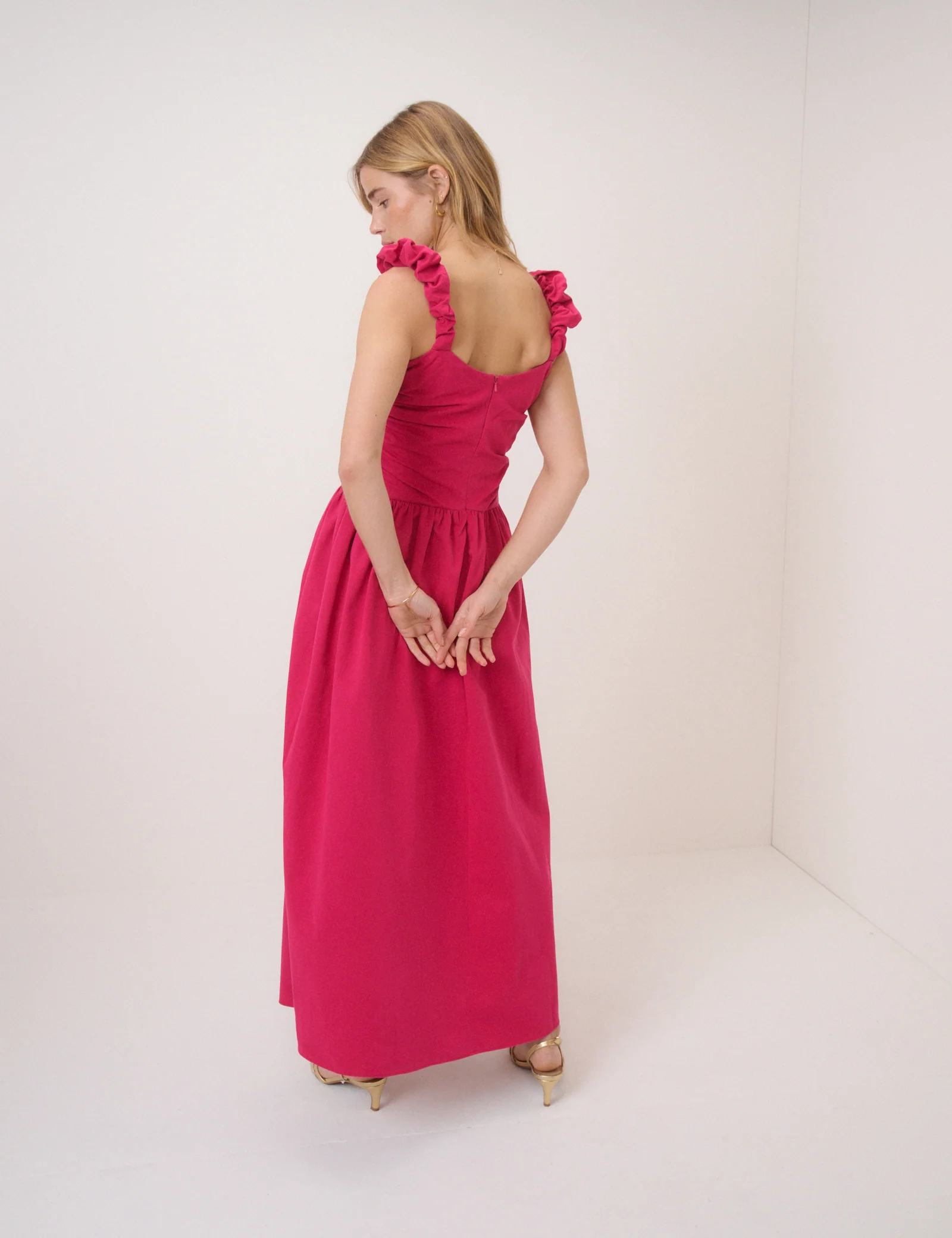 Pink Drop Waist Victoria Midi Dress - Image 5