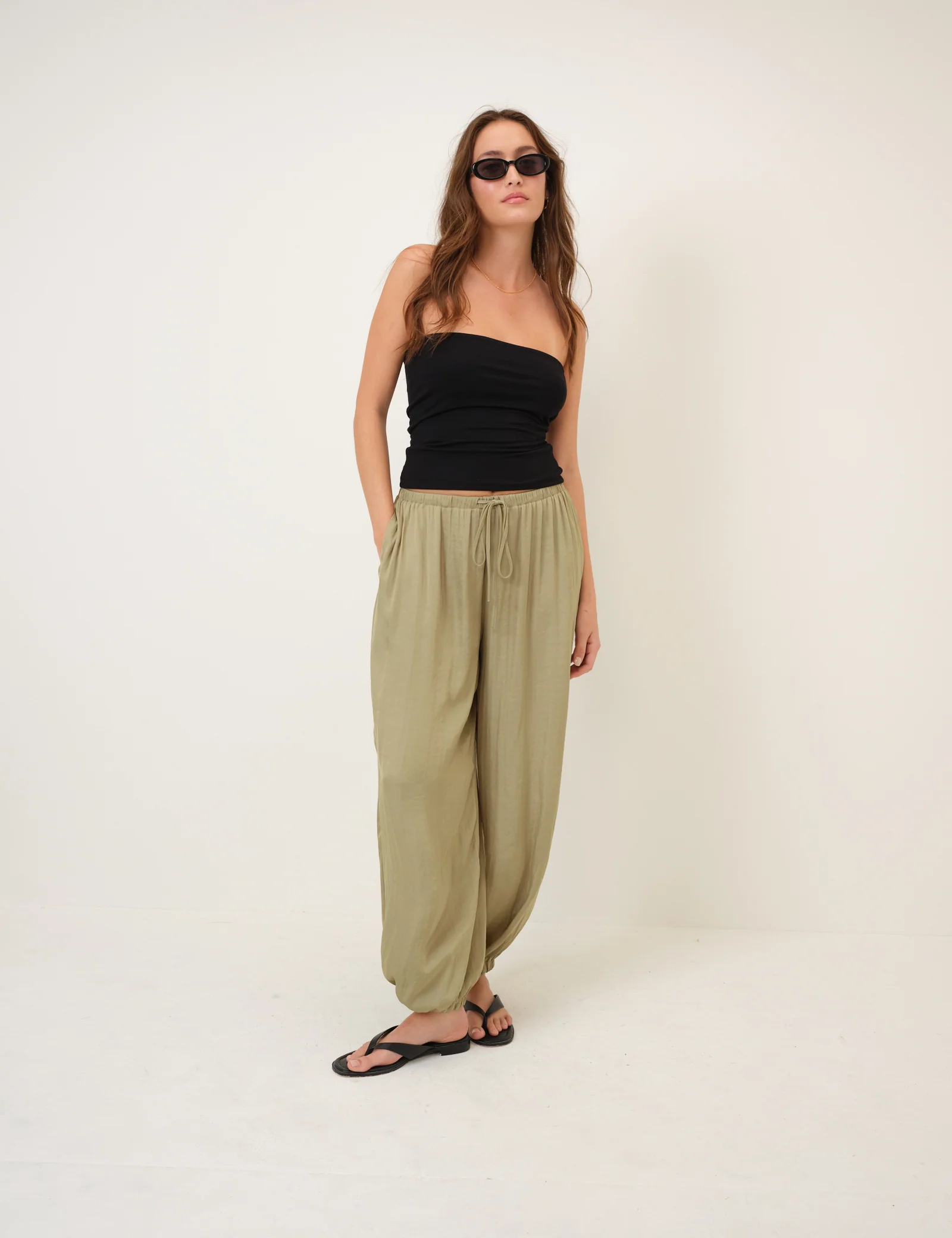 Green Vida Balloon Leg Trousers - Image 3