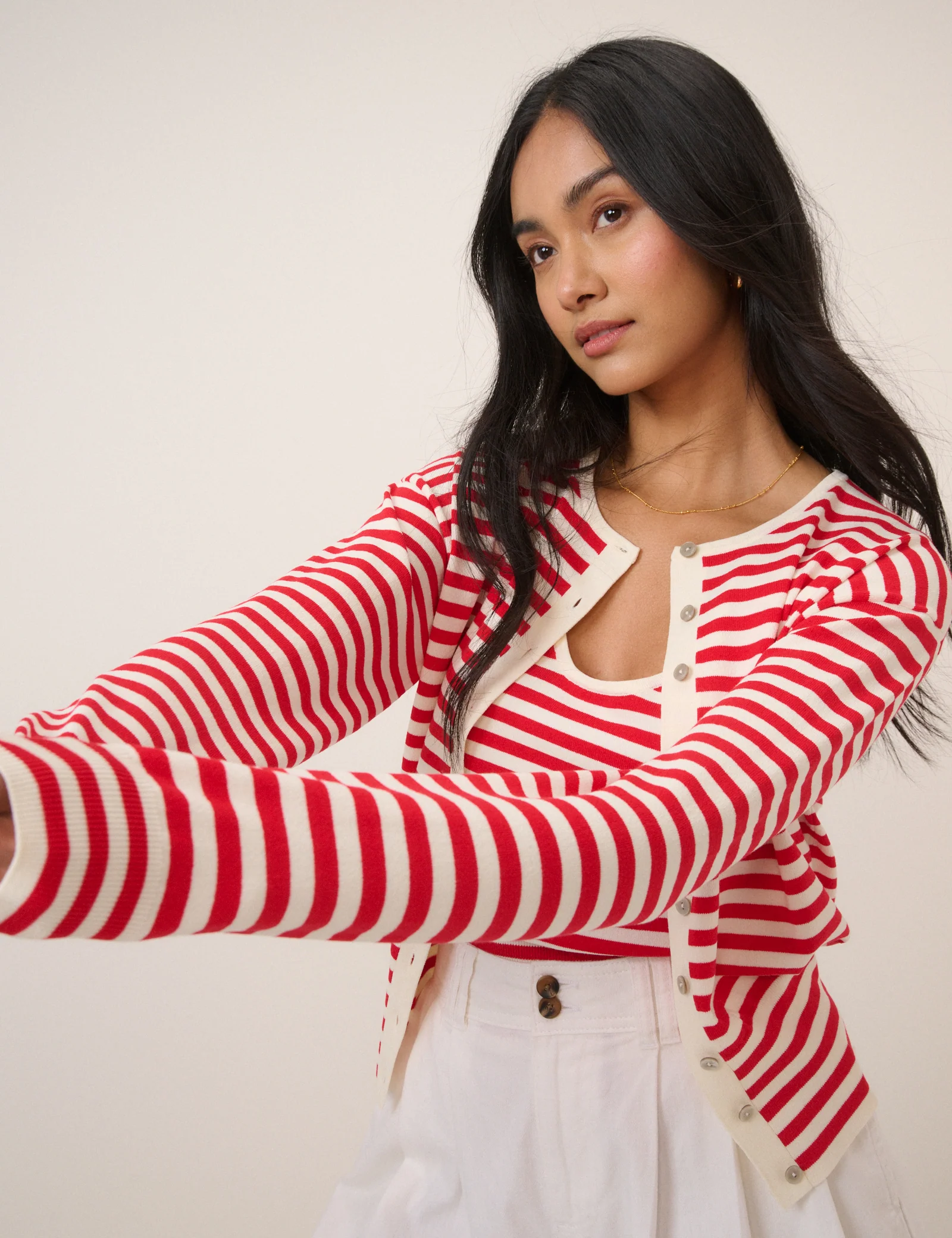 Red Striped Waisted Stripe Vest - Image 2