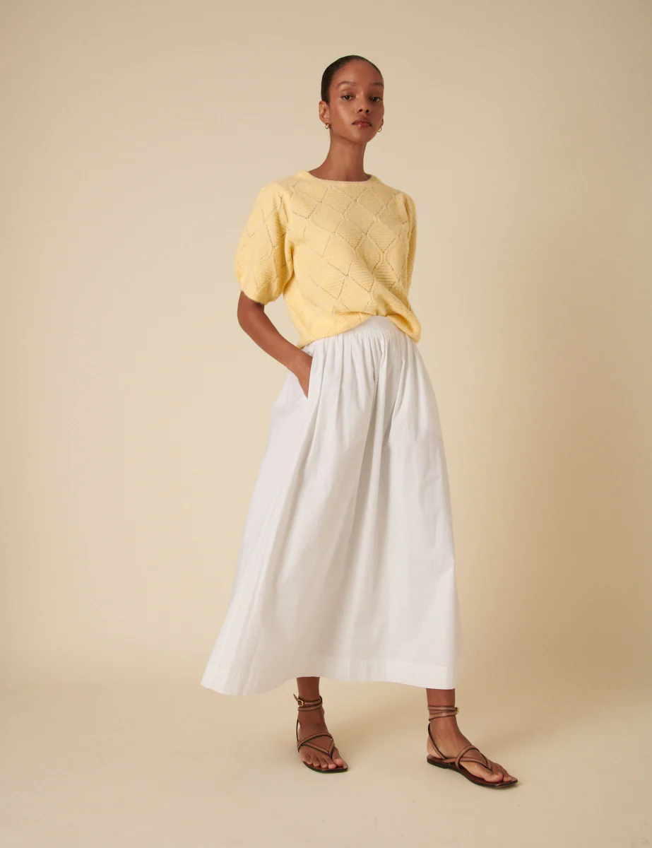 White A-line Midi Skirt - Image 3