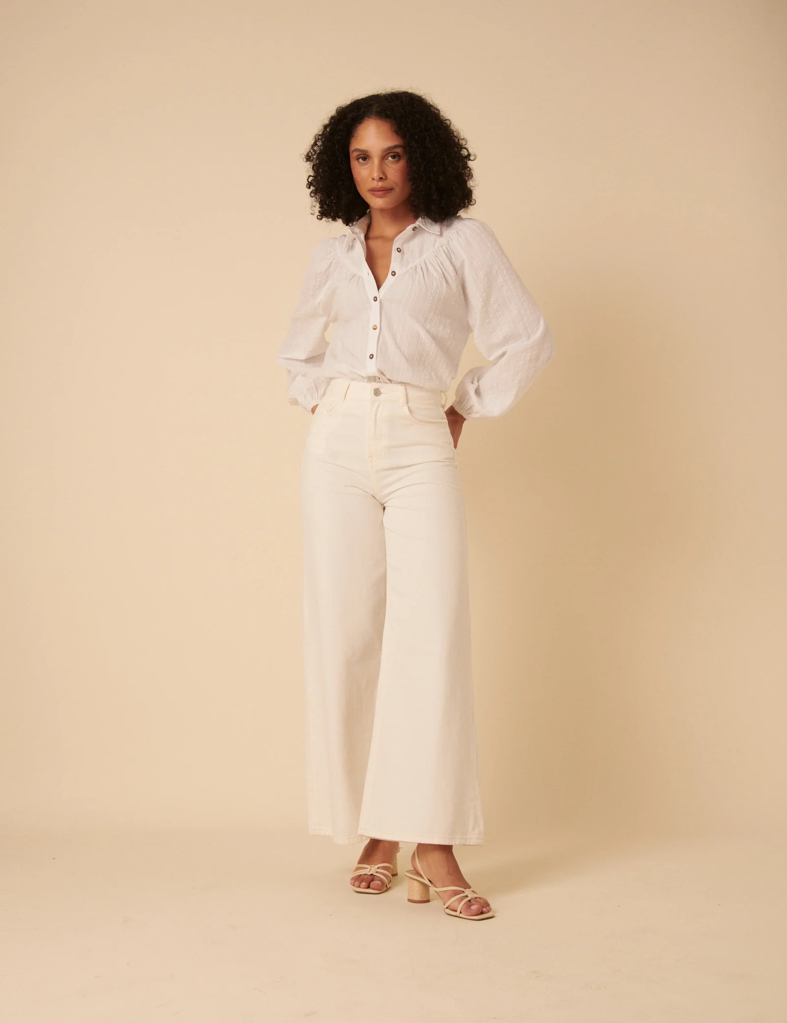 White Balloon Sleeve Blouse - Image 3