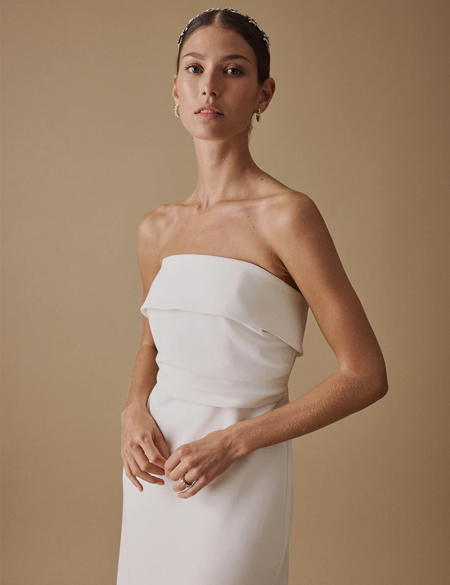 White Bandeau Maxi Lena Bridal Dress - Image 2