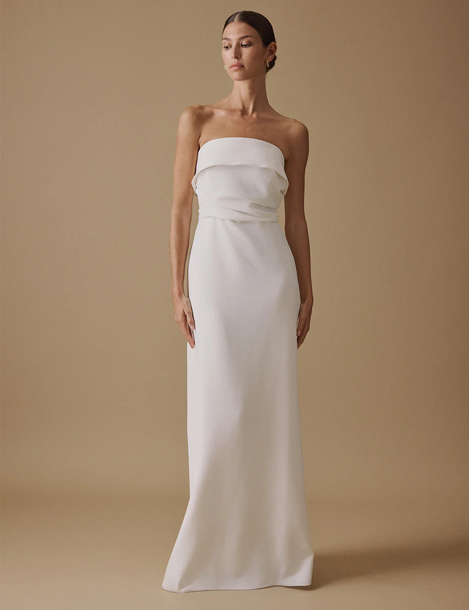 White Bandeau Maxi Lena Bridal Dress - Image 3