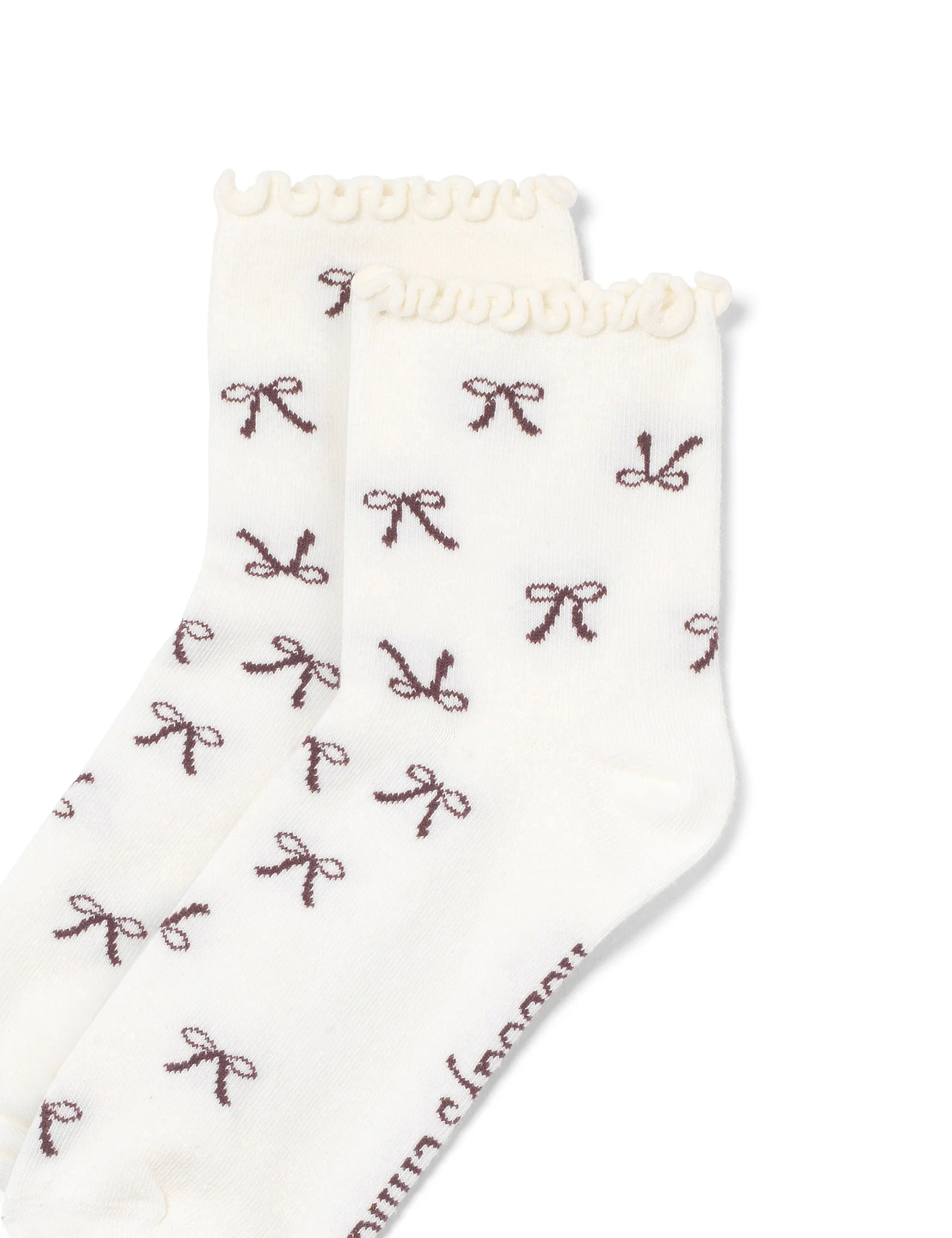 White Bow Frill Trim Socks - Image 2