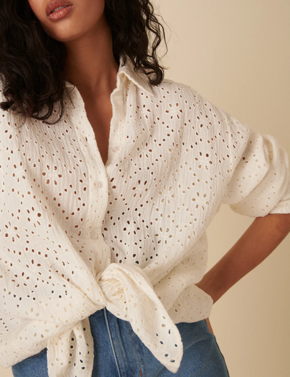 White Broderie Angalise Shirt - Image 2