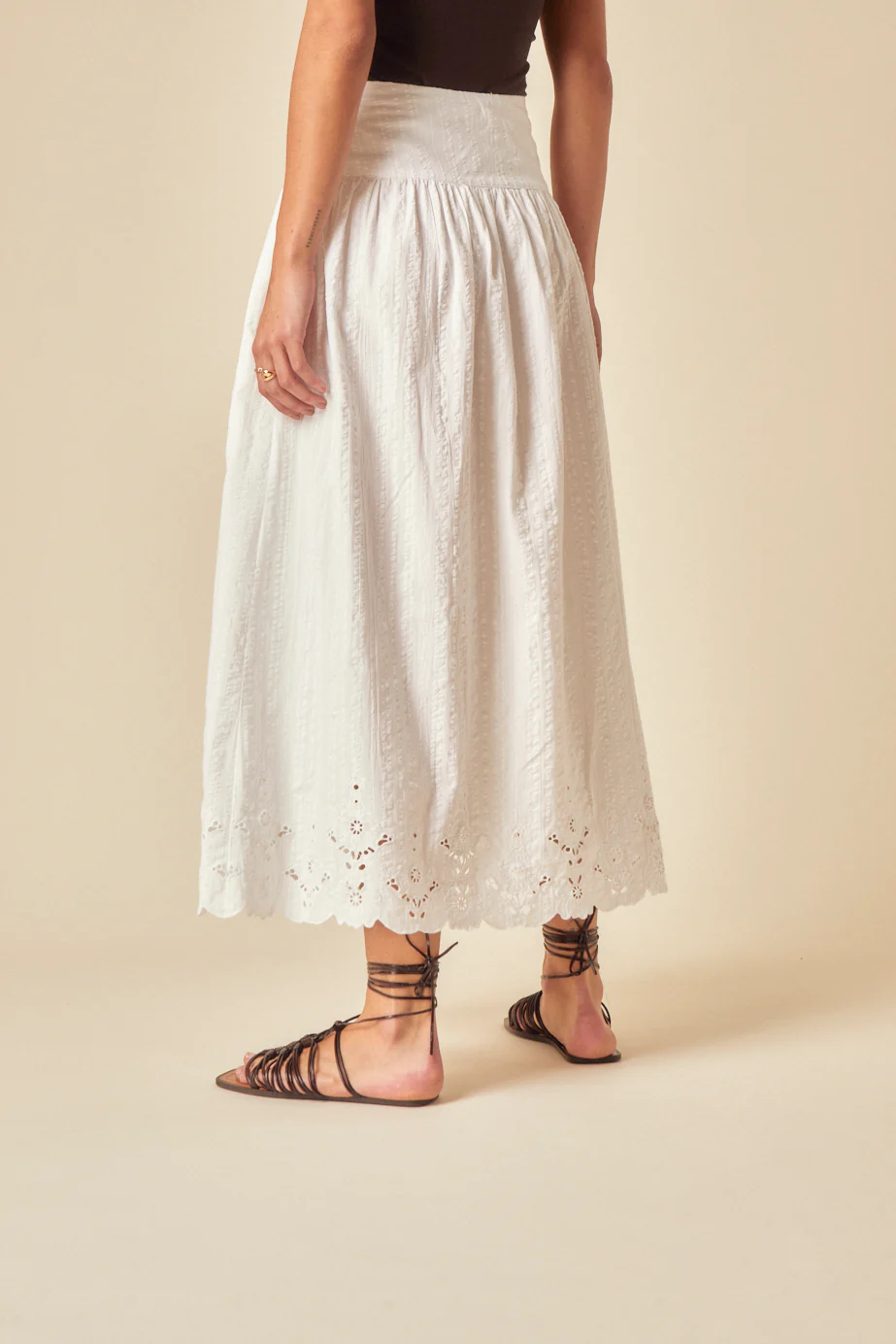 White Broderie Anglaise Maxi Skirt - Image 5