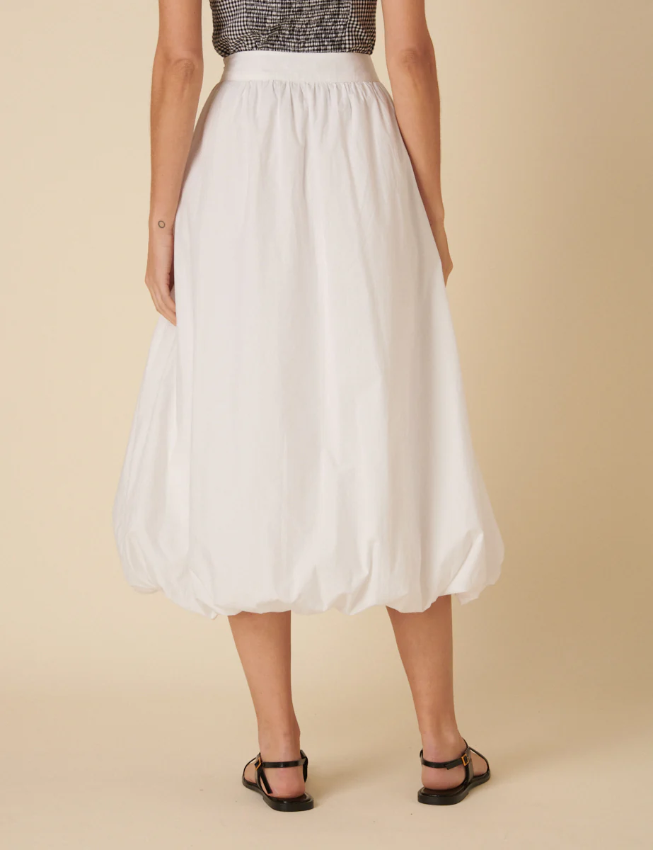 White Bubble Hem Midi Skirt - Image 4