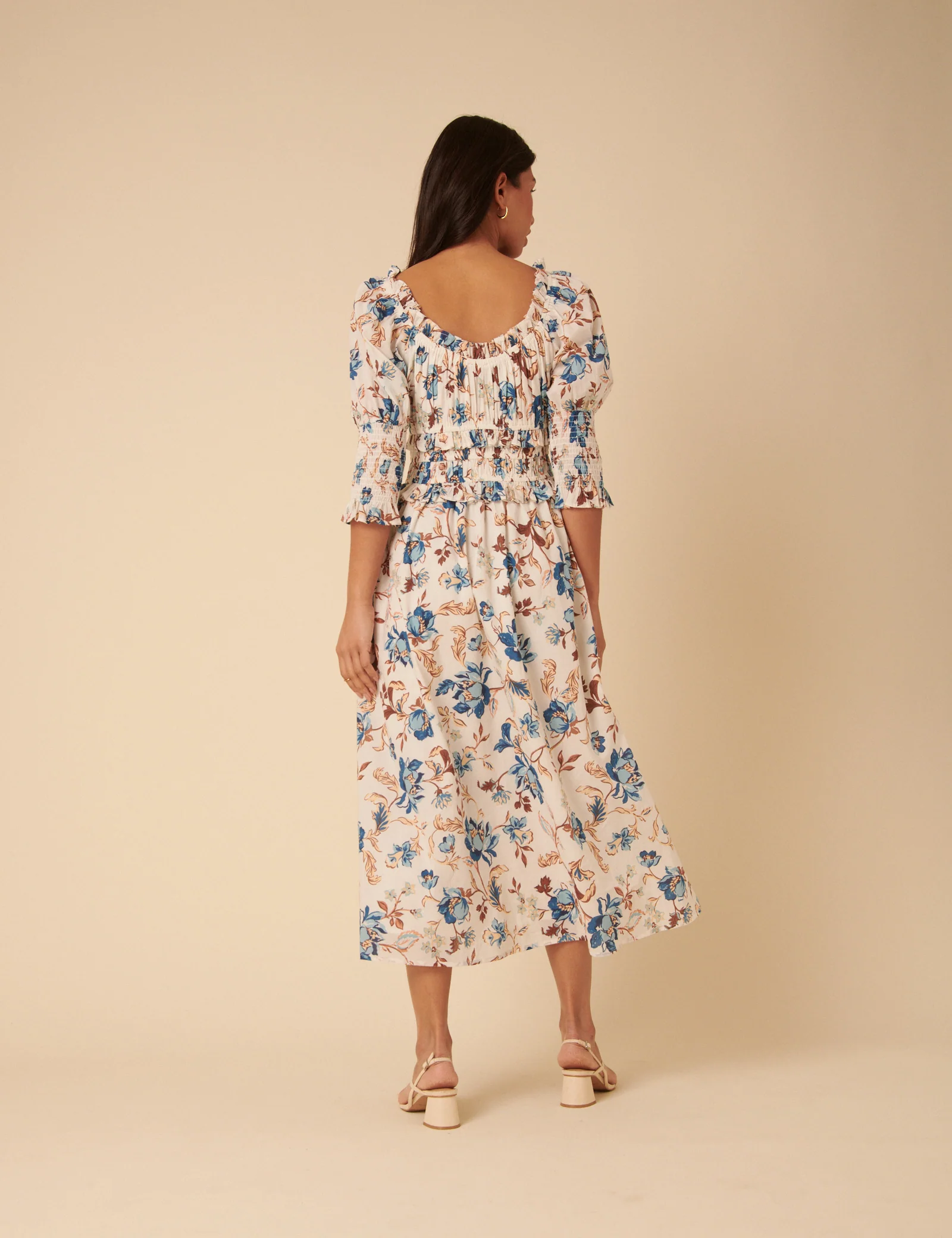 White Floral Ariel Midi Dress - Image 4