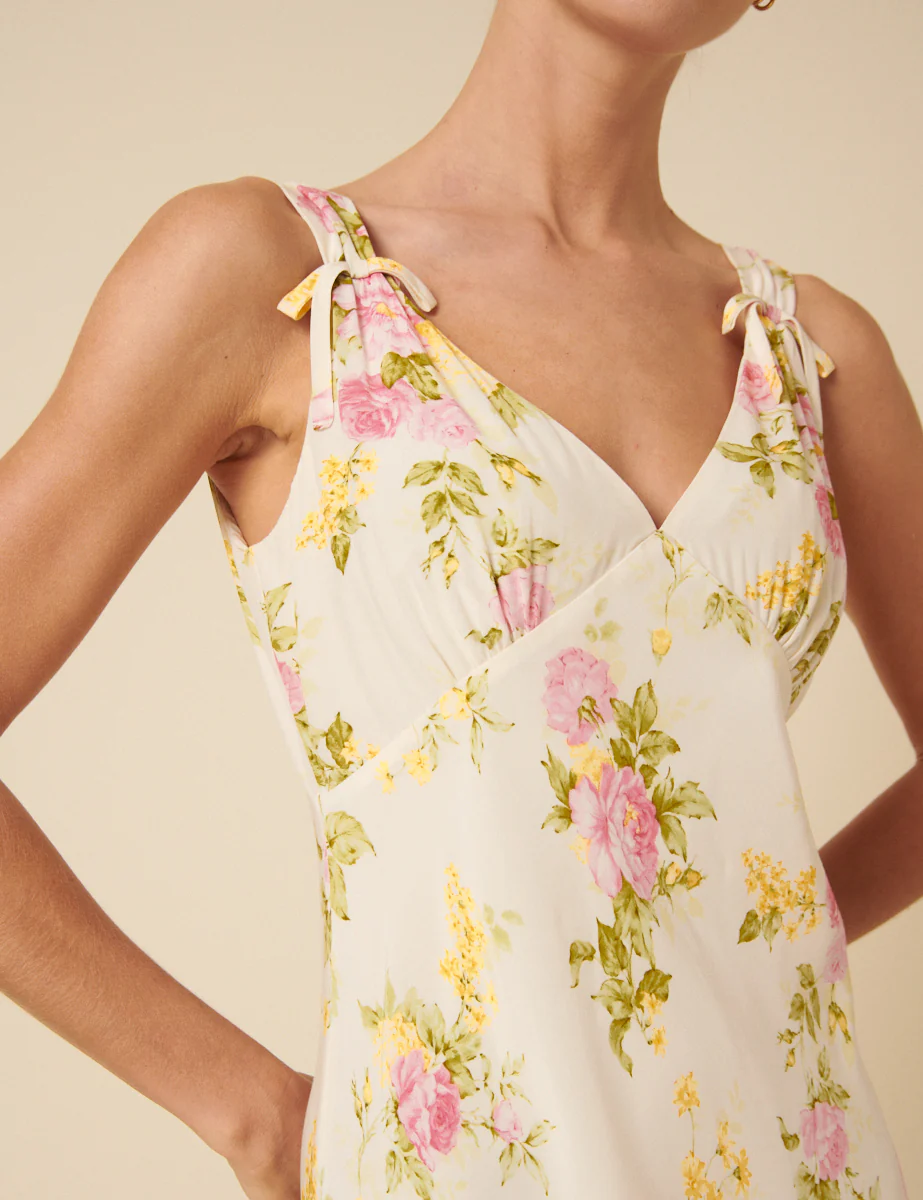 White Floral Hazel Midi Dress - Image 2