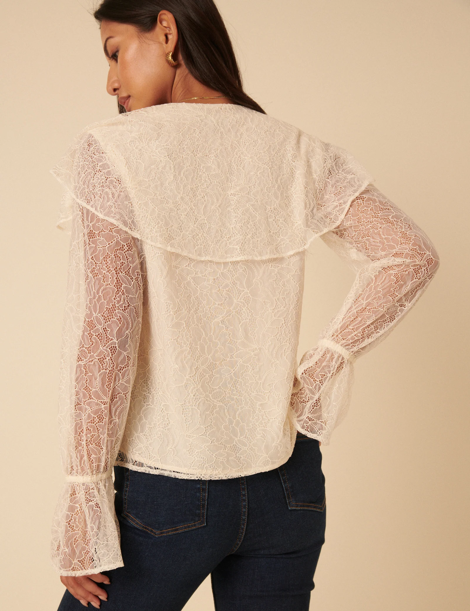 White Lace Frill Blouse - Image 5