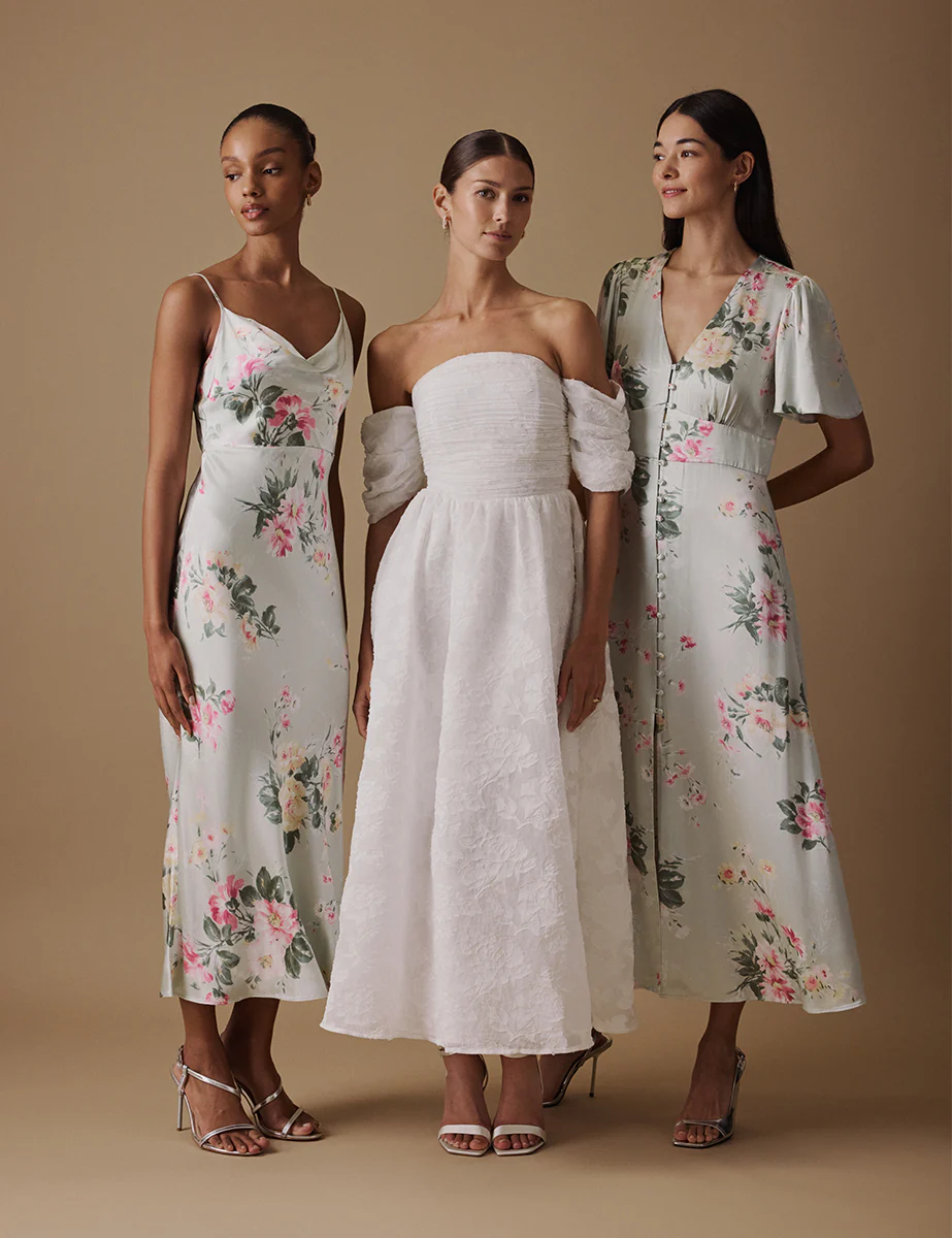 White Off The Shoulder Midi Verna Bridal Dress - Image 3