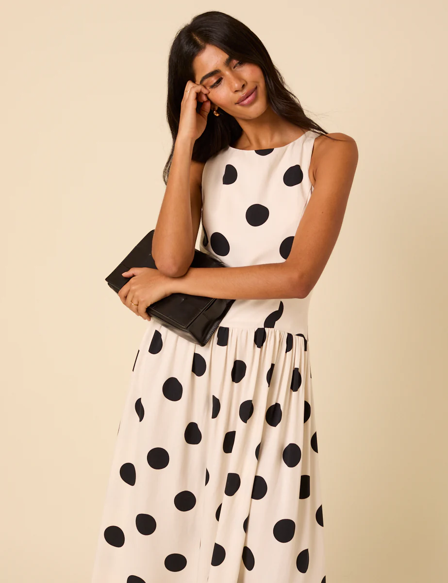 White Polka Dot Kyla Midi Dress - Image 2