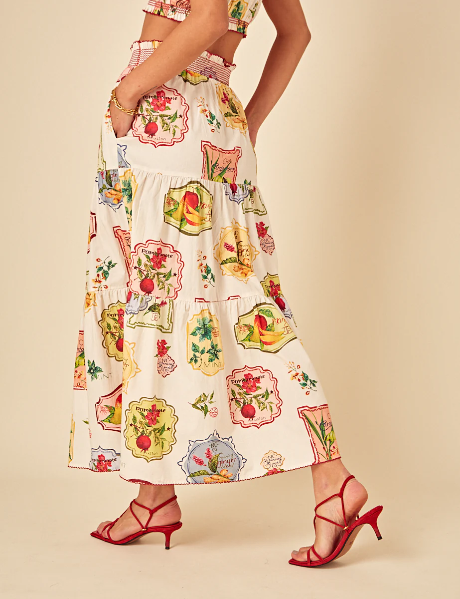 White Printed Midi Skirt - Image 3