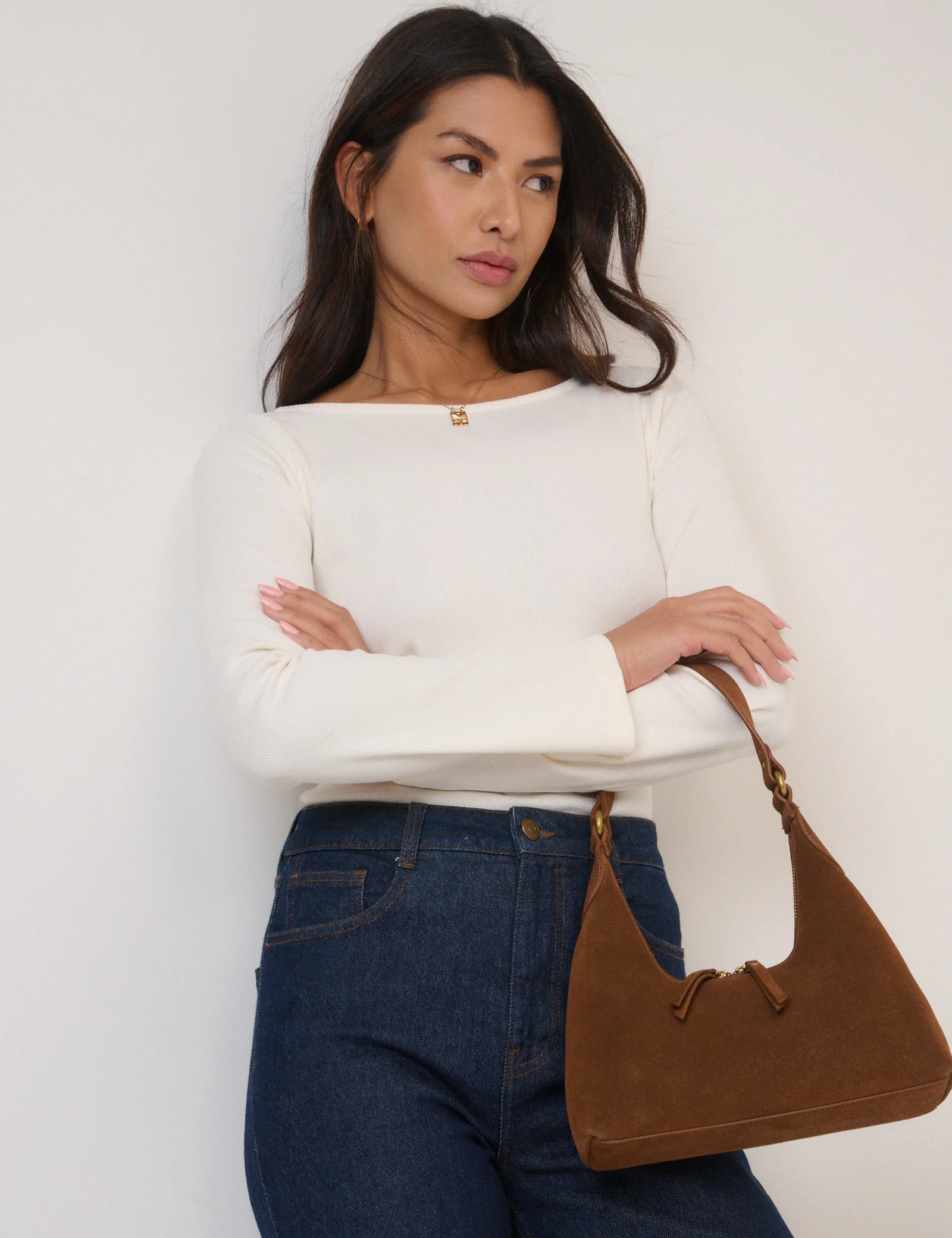 White Ribbed Flute Sleeve Top - Image 3