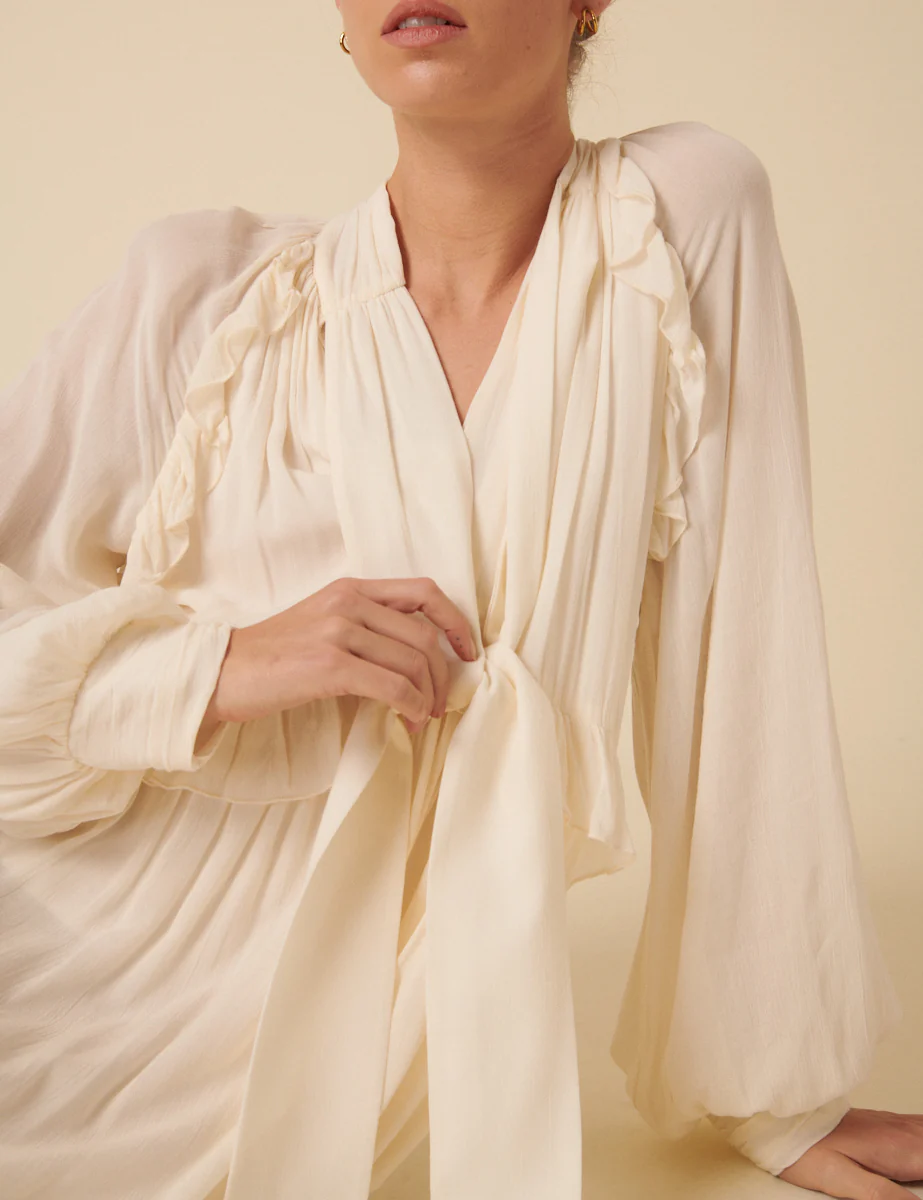 White Ruffle Bohana Midi Dress - Image 3