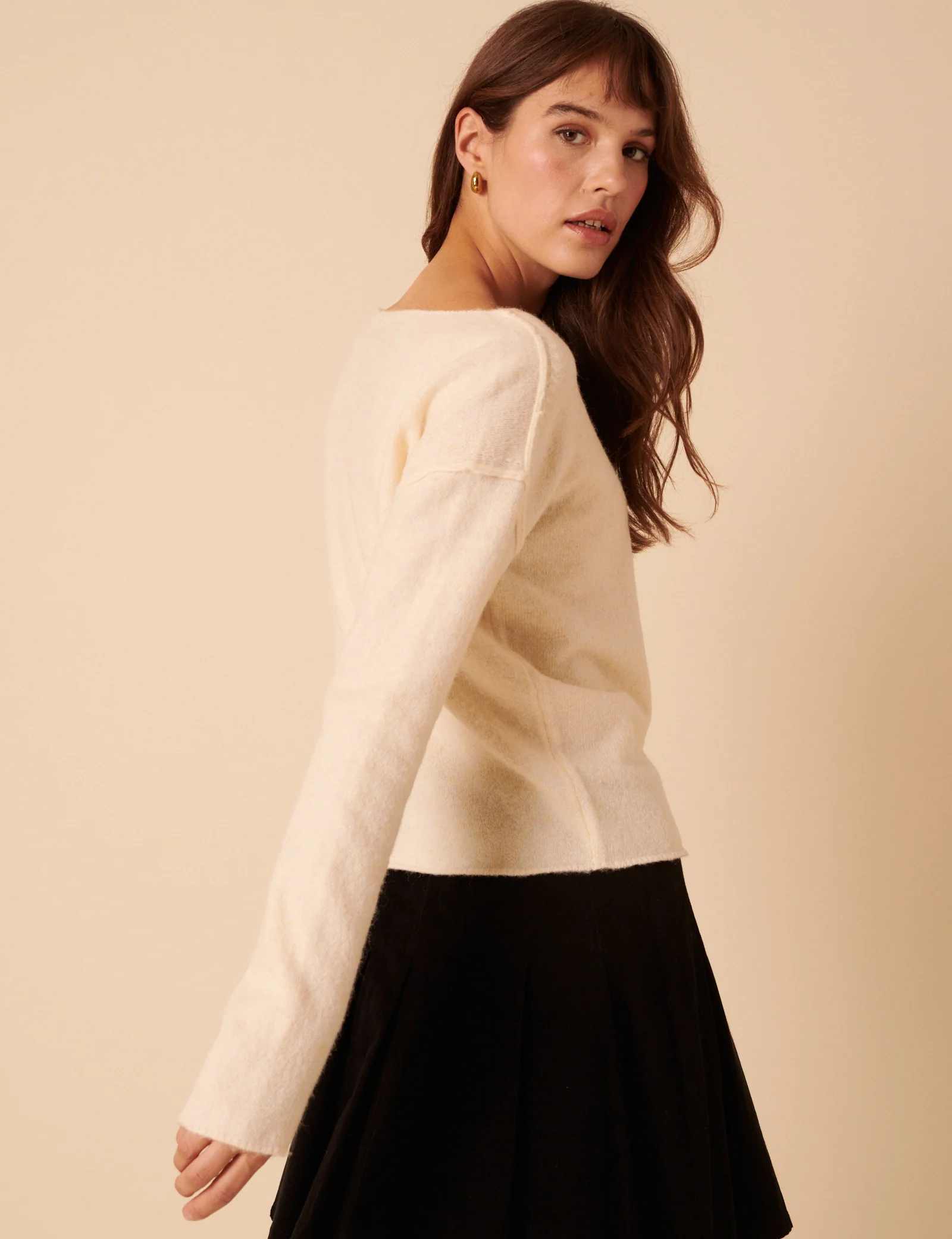 White Slash Neck Knitted Jumper - Image 3