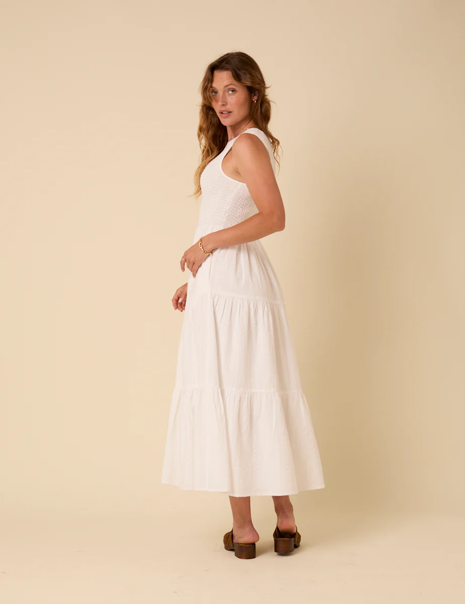White Sleeveless Tiered Charlie Midi Dress - Image 5