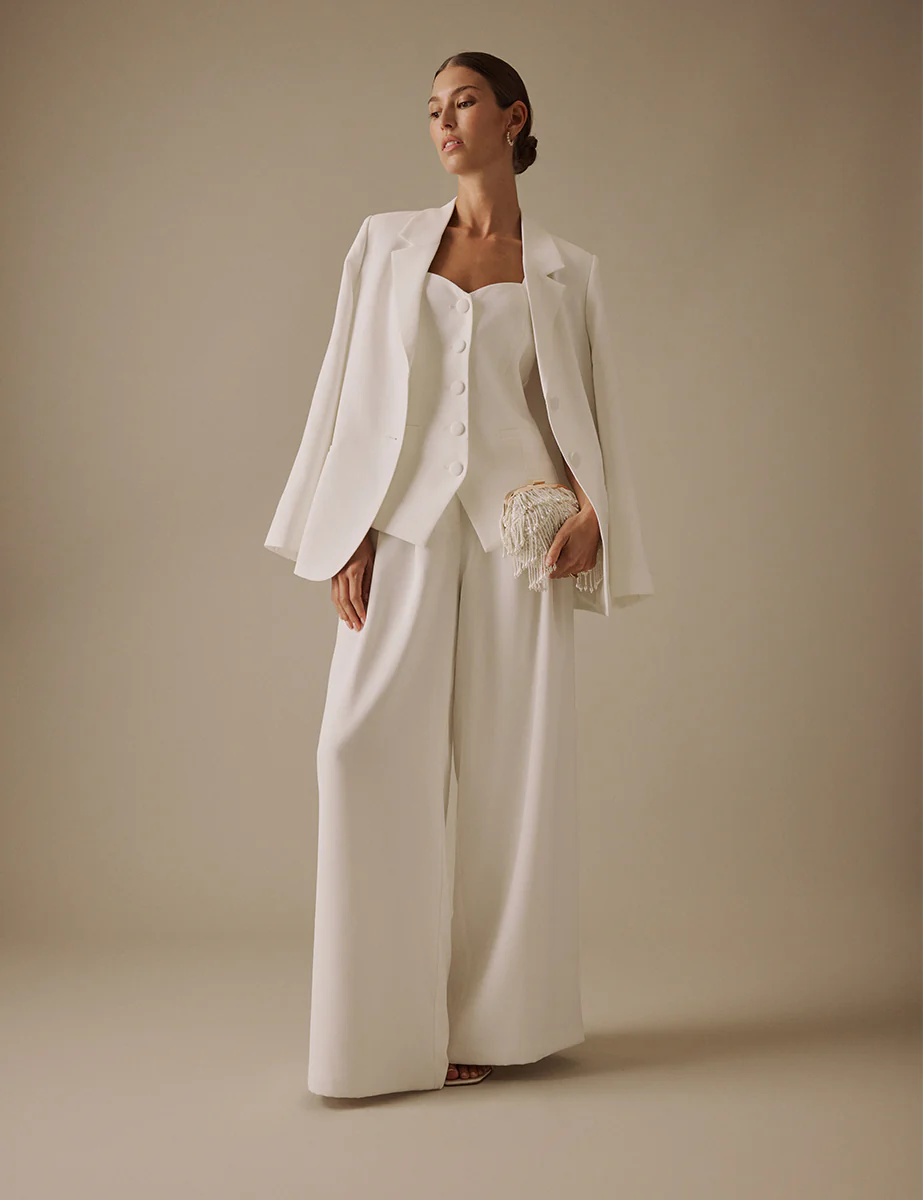 White Square Neck Jaia Bridal Waistcoat - Image 3