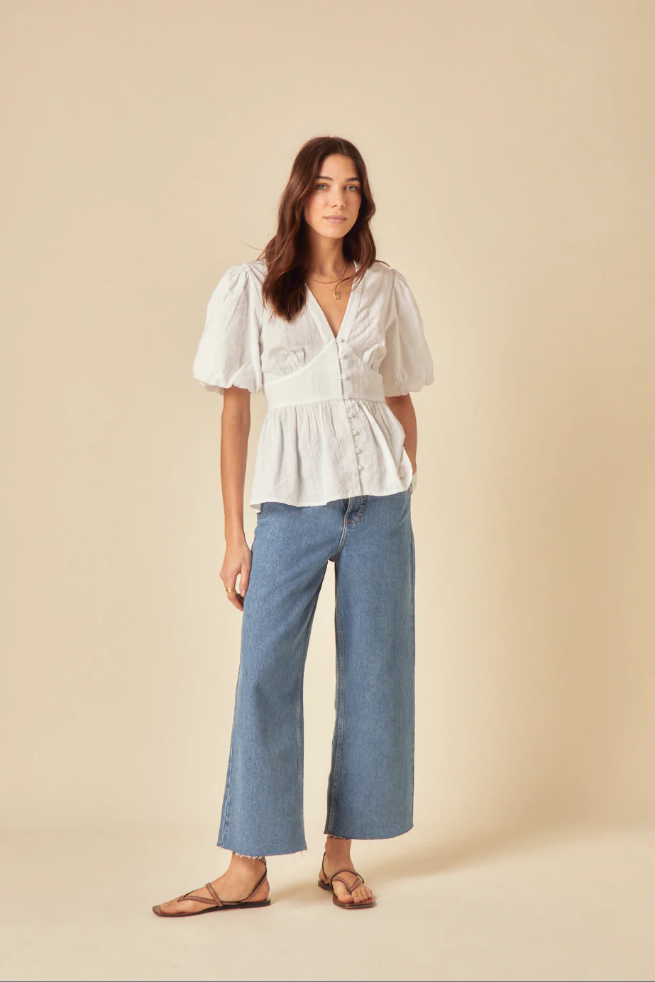 White Puff Sleeve Starlight Top - Image 2