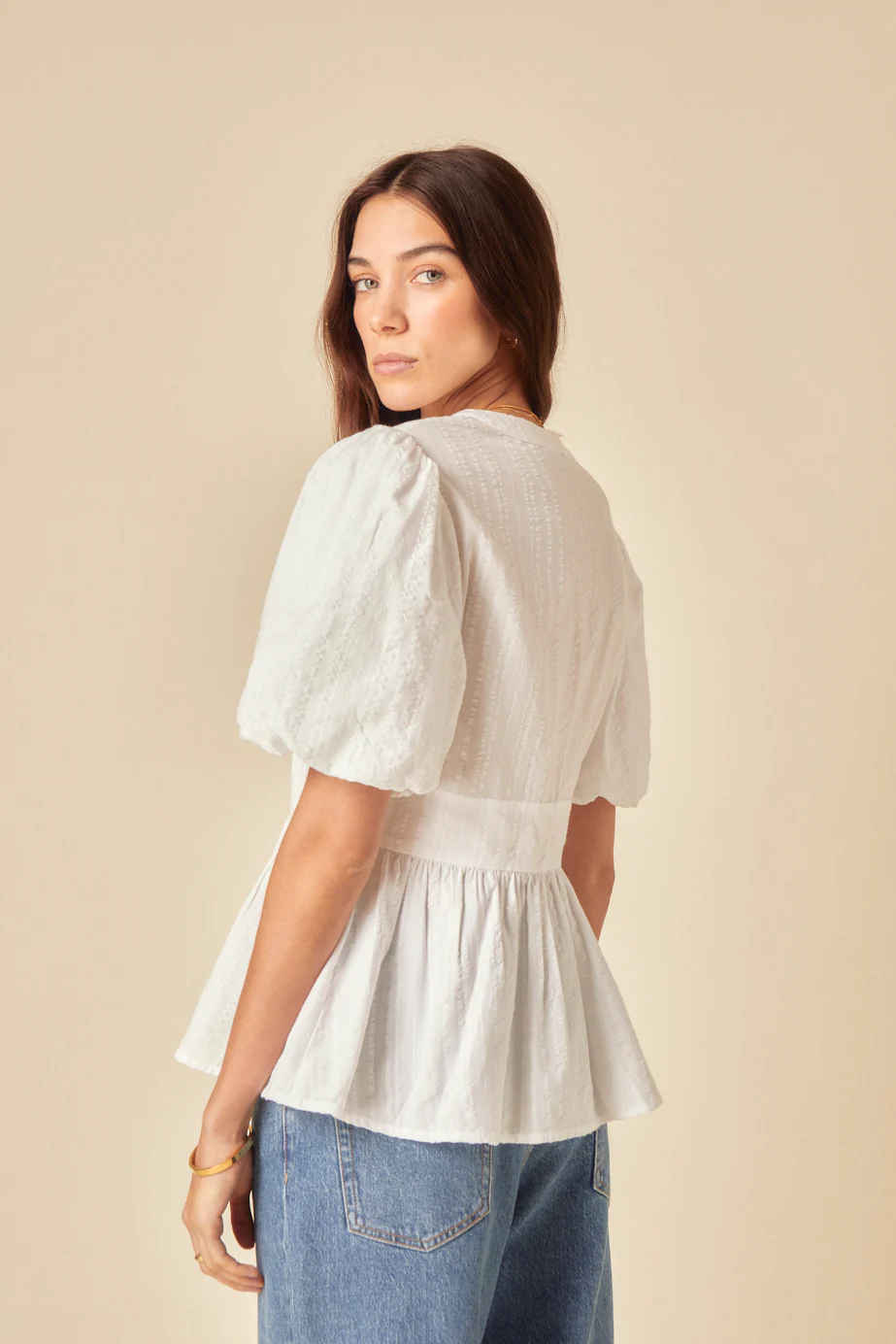 White Puff Sleeve Starlight Top - Image 5