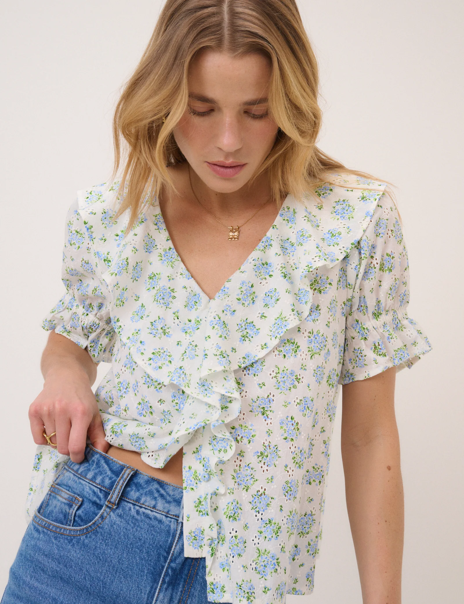White Floral Whitney Blouse - Image 3