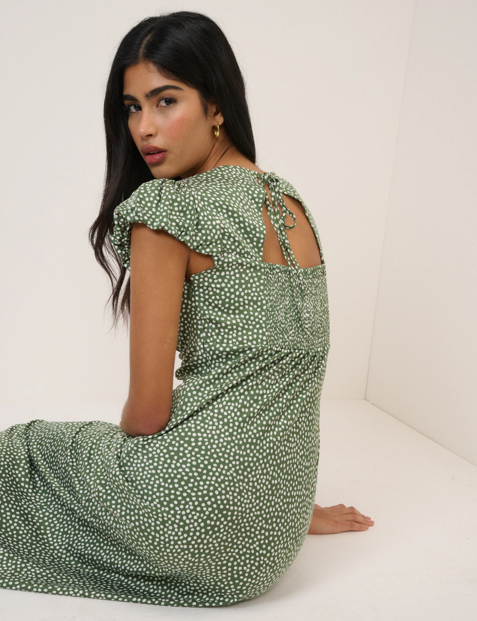 Green Polka Dot Willow Midi Dress - Image 2