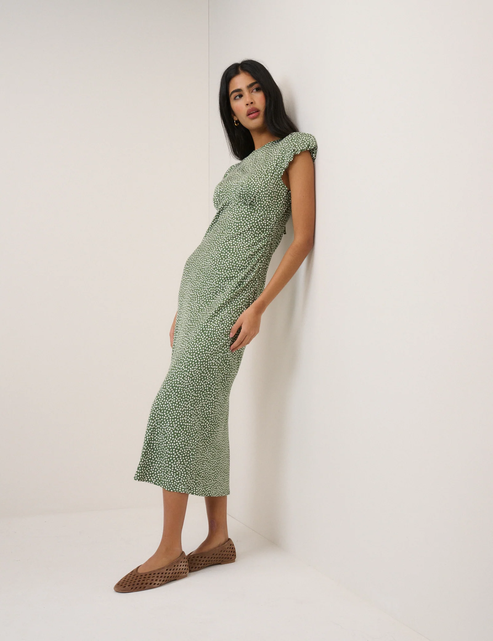 Green Polka Dot Willow Midi Dress - Image 3