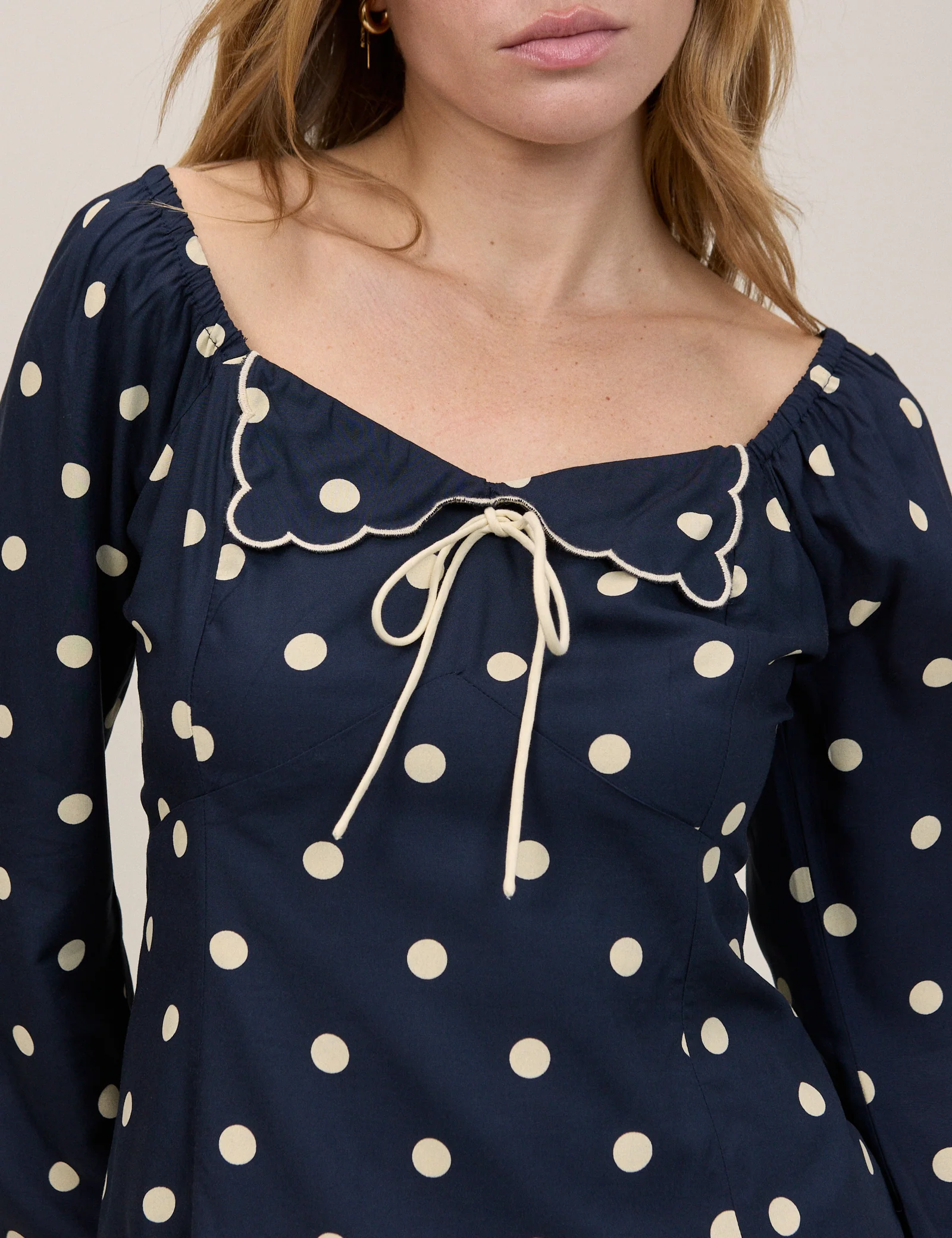 Navy Polka Bow Top - Image 2