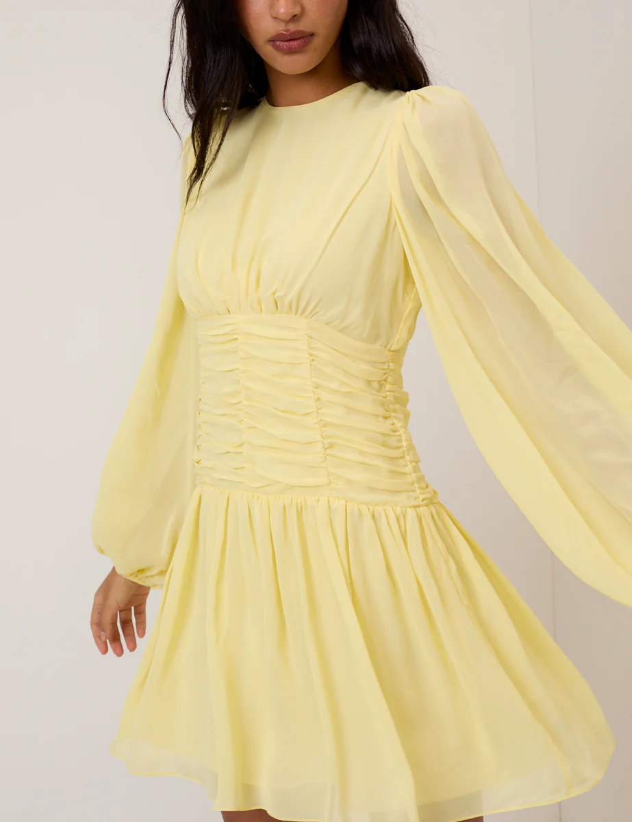 Yellow Balloon Sleeve Reese Mini Dress - Image 2