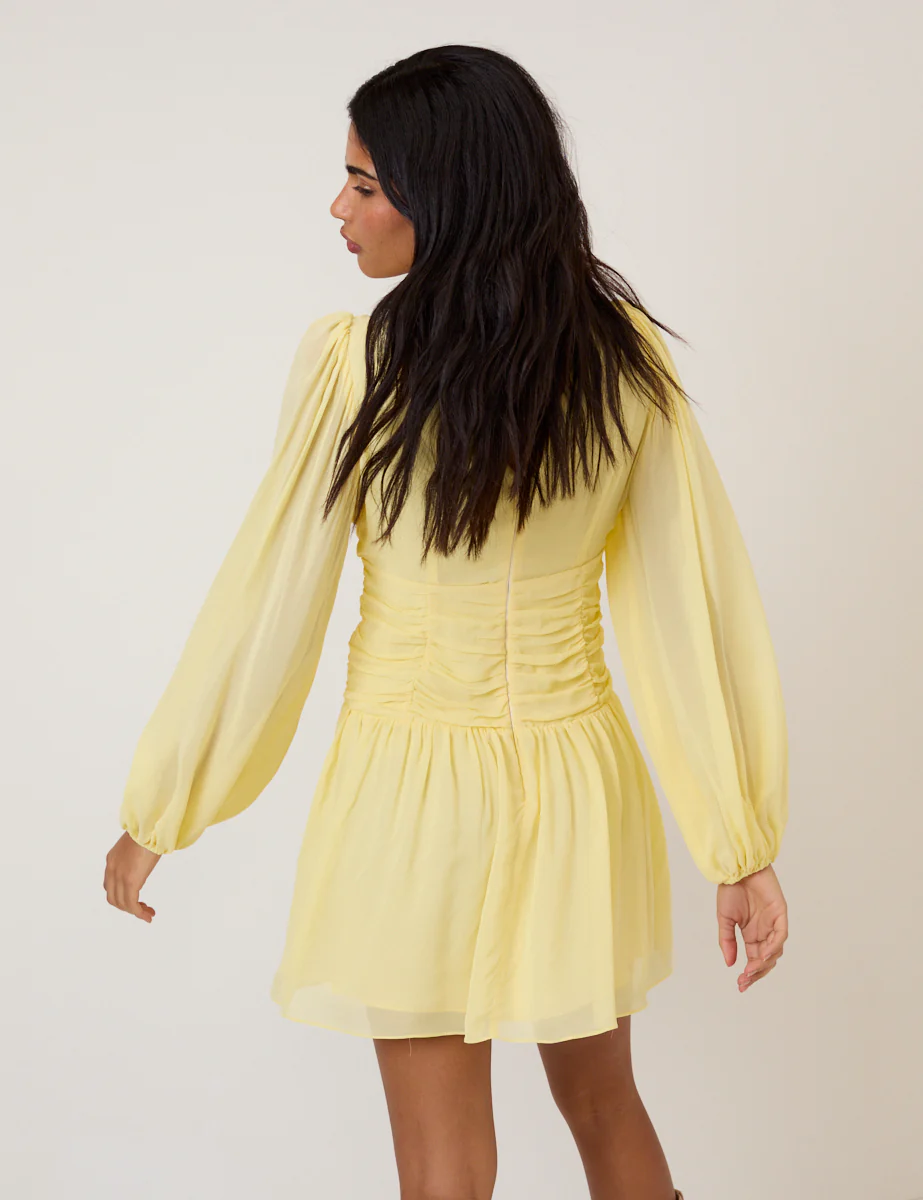 Yellow Balloon Sleeve Reese Mini Dress - Image 5
