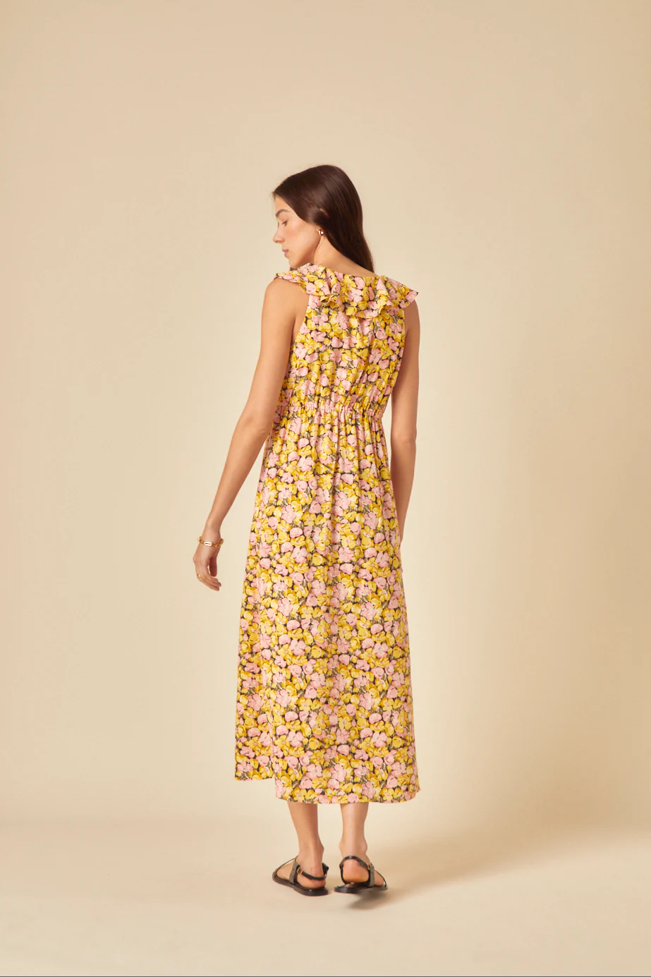 Yellow Floral Beck Midi Dress - Image 5