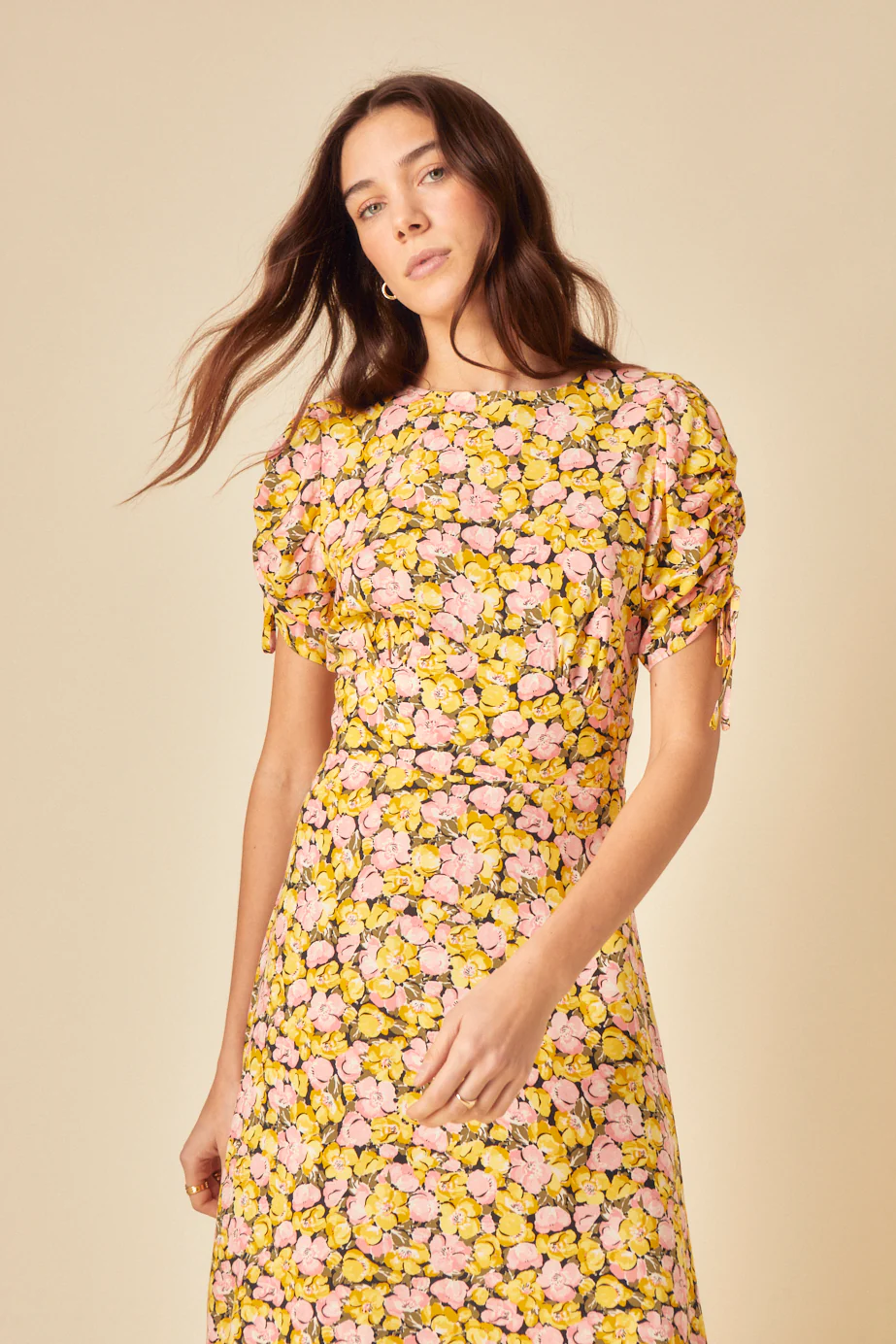 Yellow Floral Philly Midi Dress - Image 3