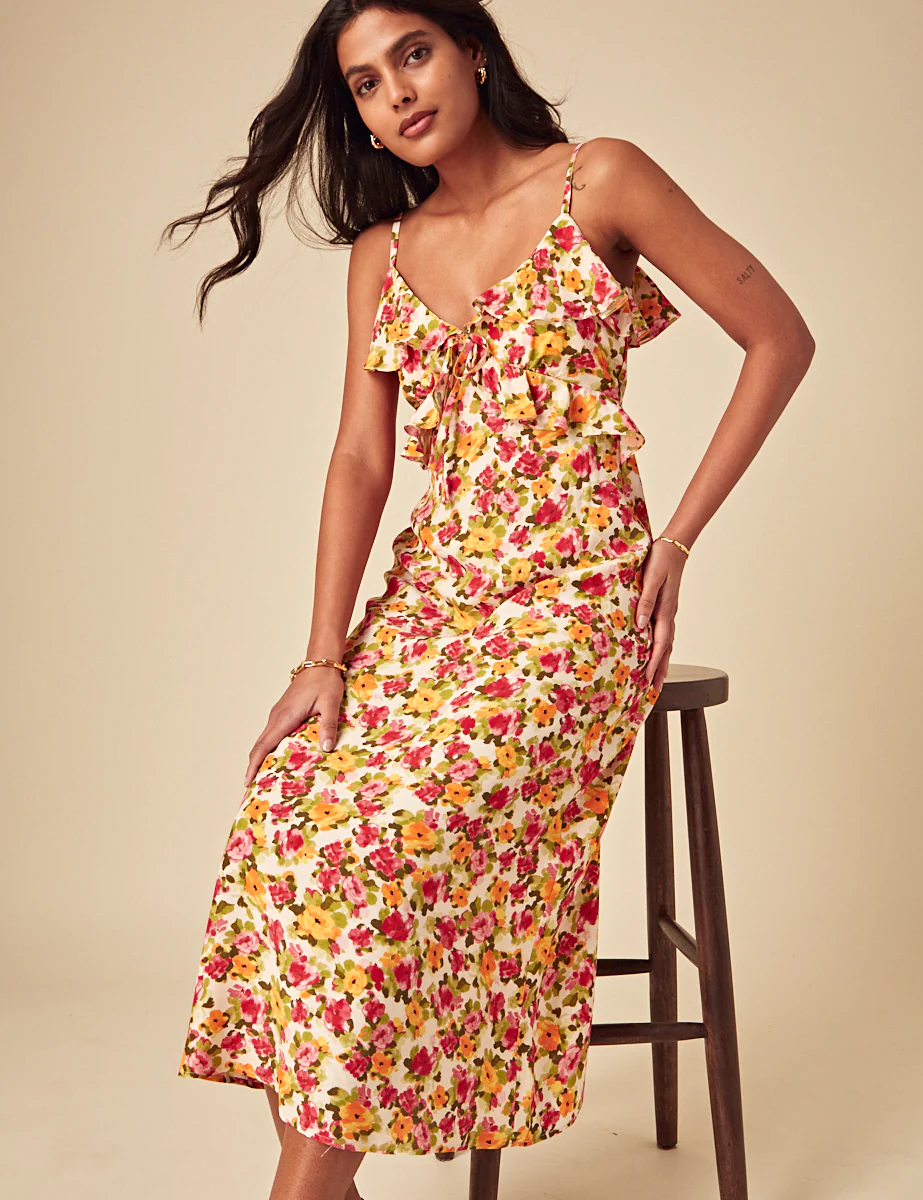 Yellow Floral Roe Midi Dress - Image 2