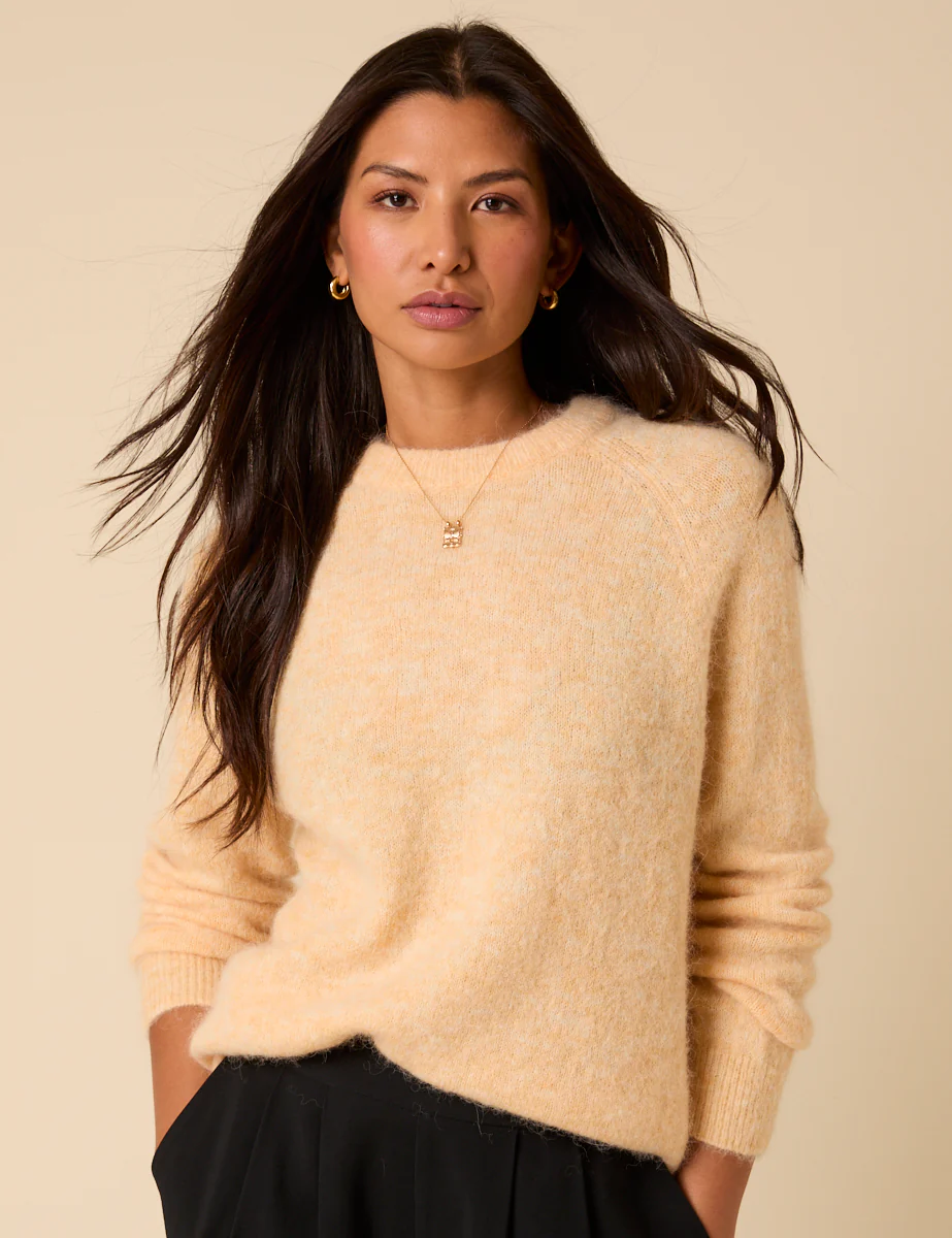 Butter Yellow Fluffy Alpaca and Wool Blend Oversized Jumper - Image 3