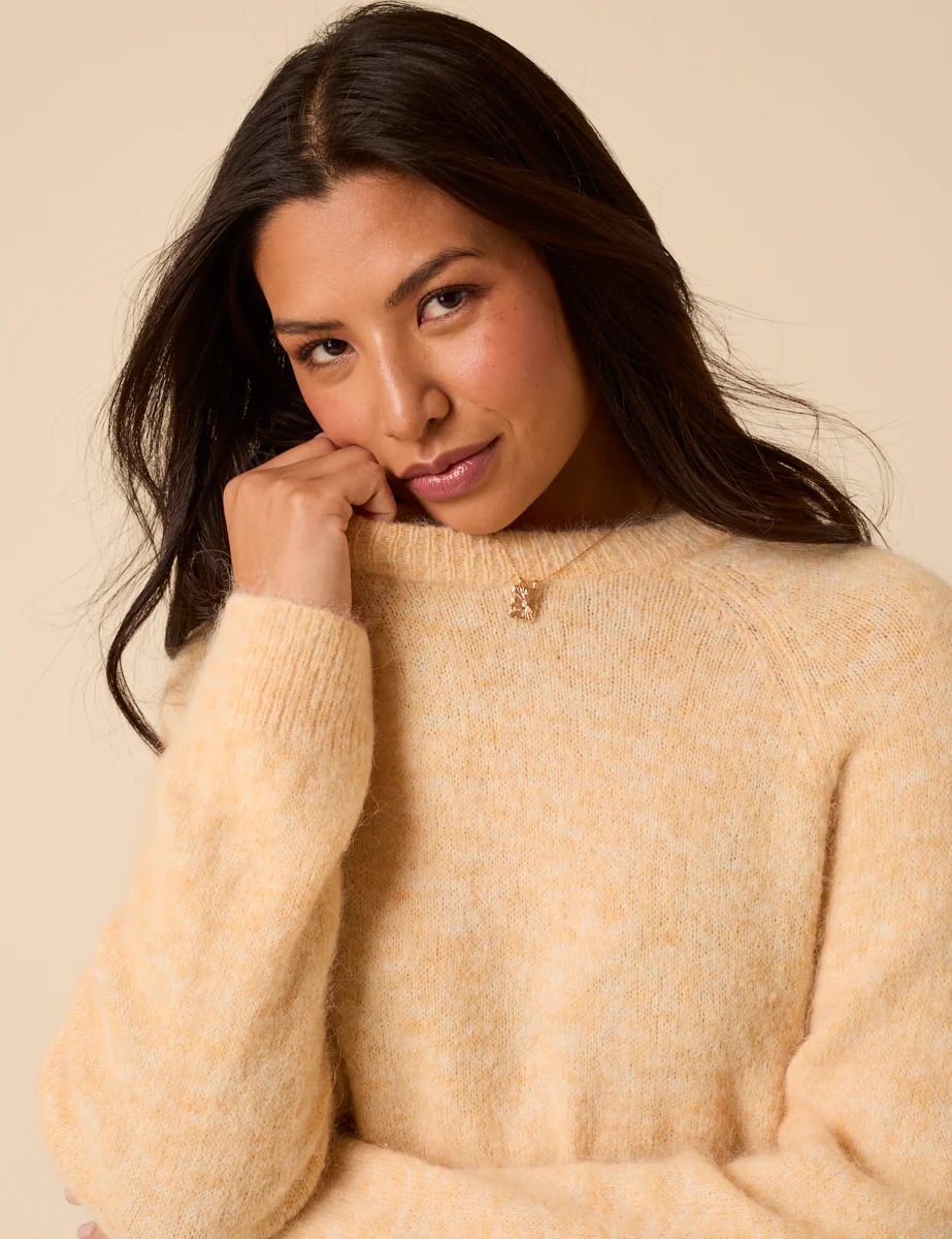 Butter Yellow Fluffy Alpaca and Wool Blend Oversized Jumper - Image 4