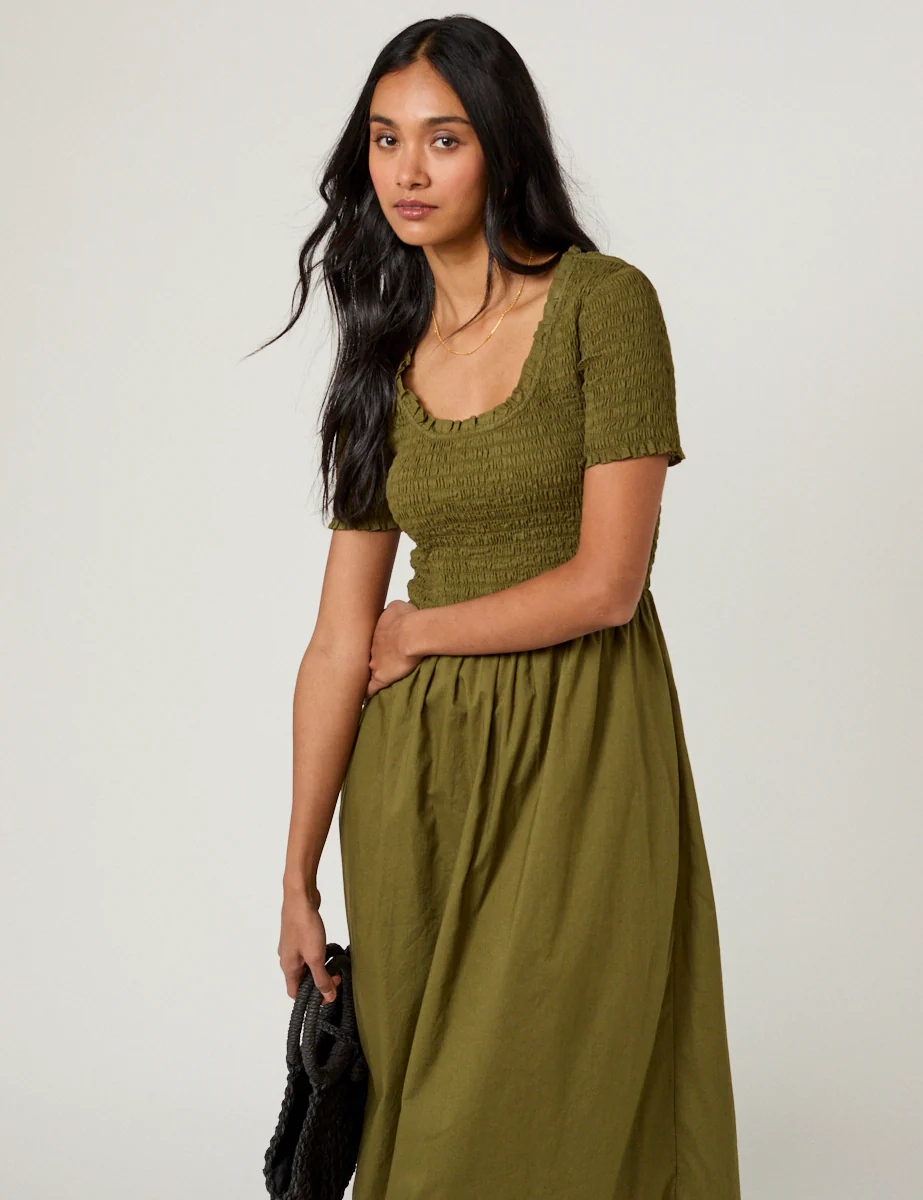 Green Ruched Zita Midi Dress - Image 3