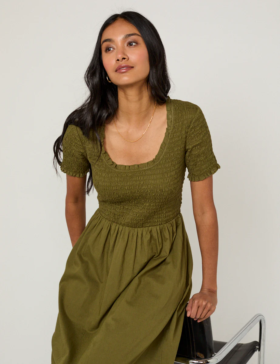 Green Ruched Zita Midi Dress - Image 4