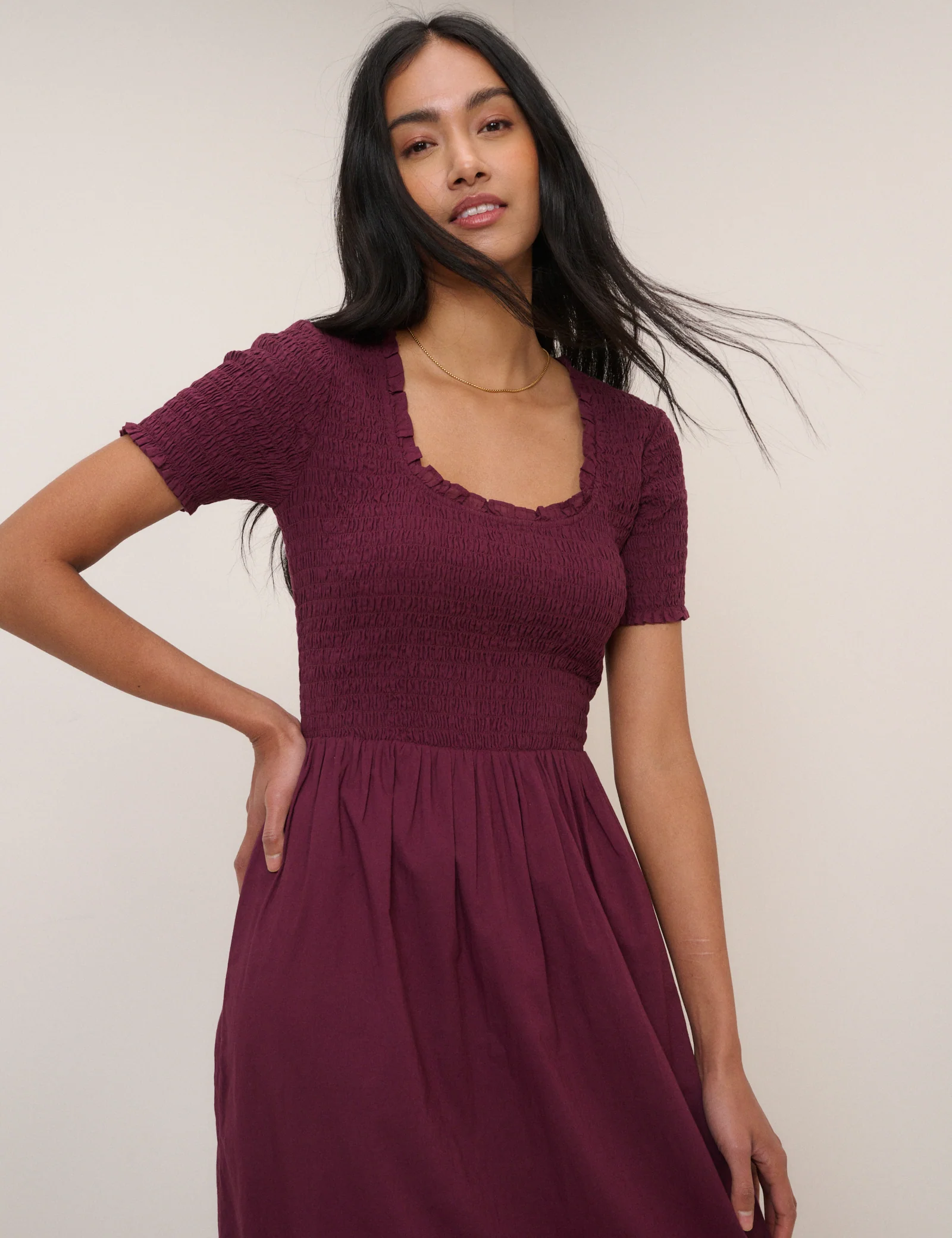 Burgundy Ruched Zita Midi Dress - Image 2